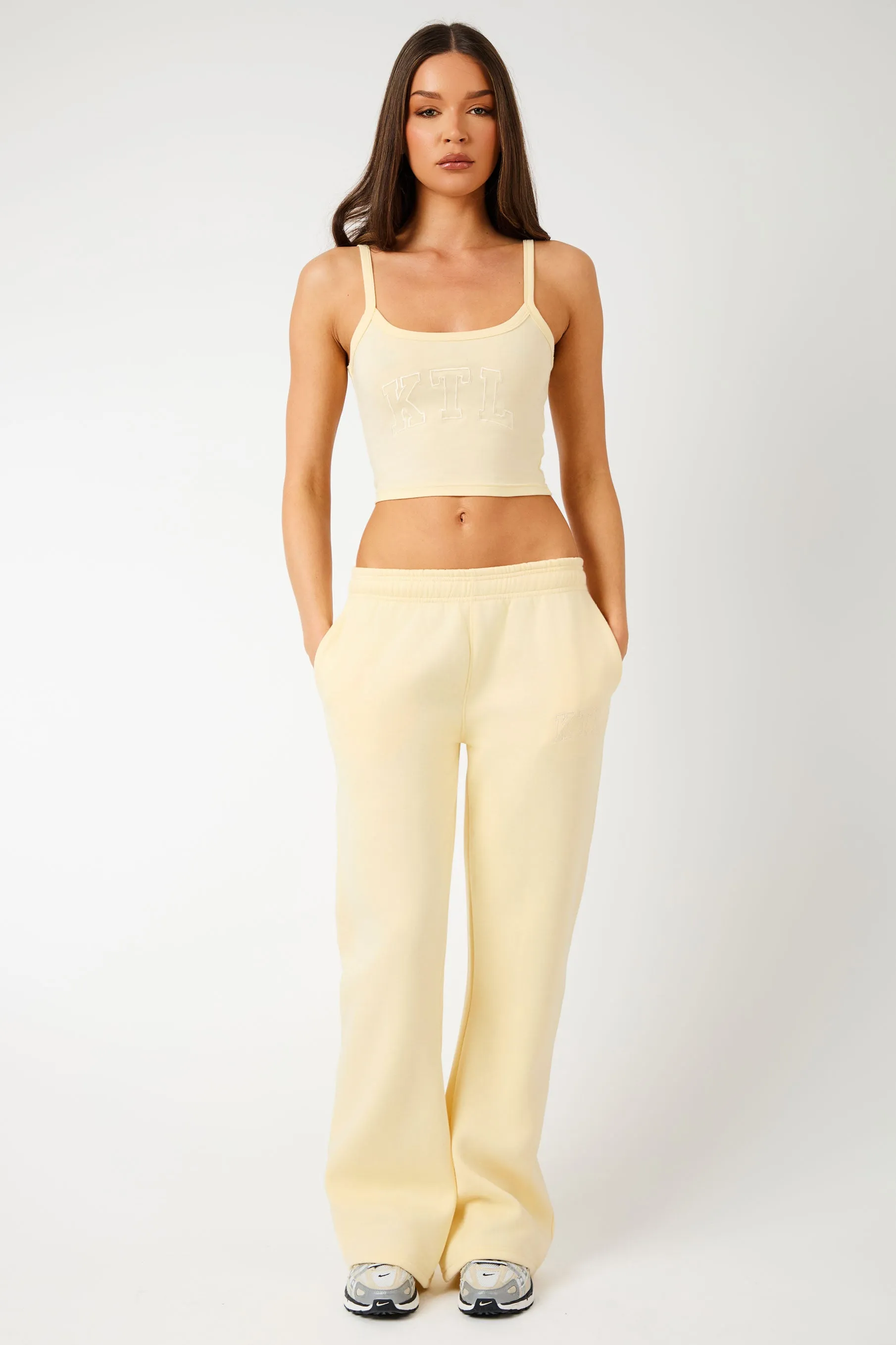 Kaiia KTL Logo Wide Leg Joggers Lemon Frosting sold by Kaiia the label product image thumbnail 5