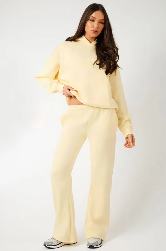 Kaiia KTL Logo Wide Leg Joggers Lemon Frosting made by Kaiia the label