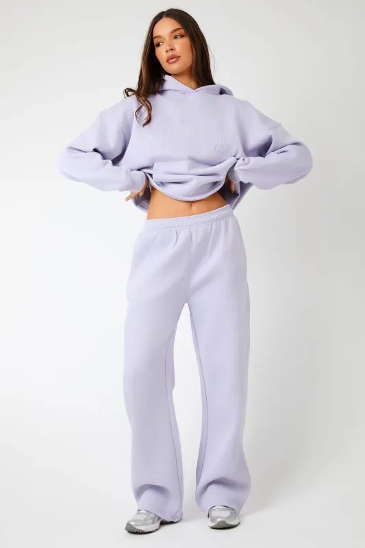 Kaiia KTL Logo Wide Leg Joggers Iced Lilac made by Kaiia the label