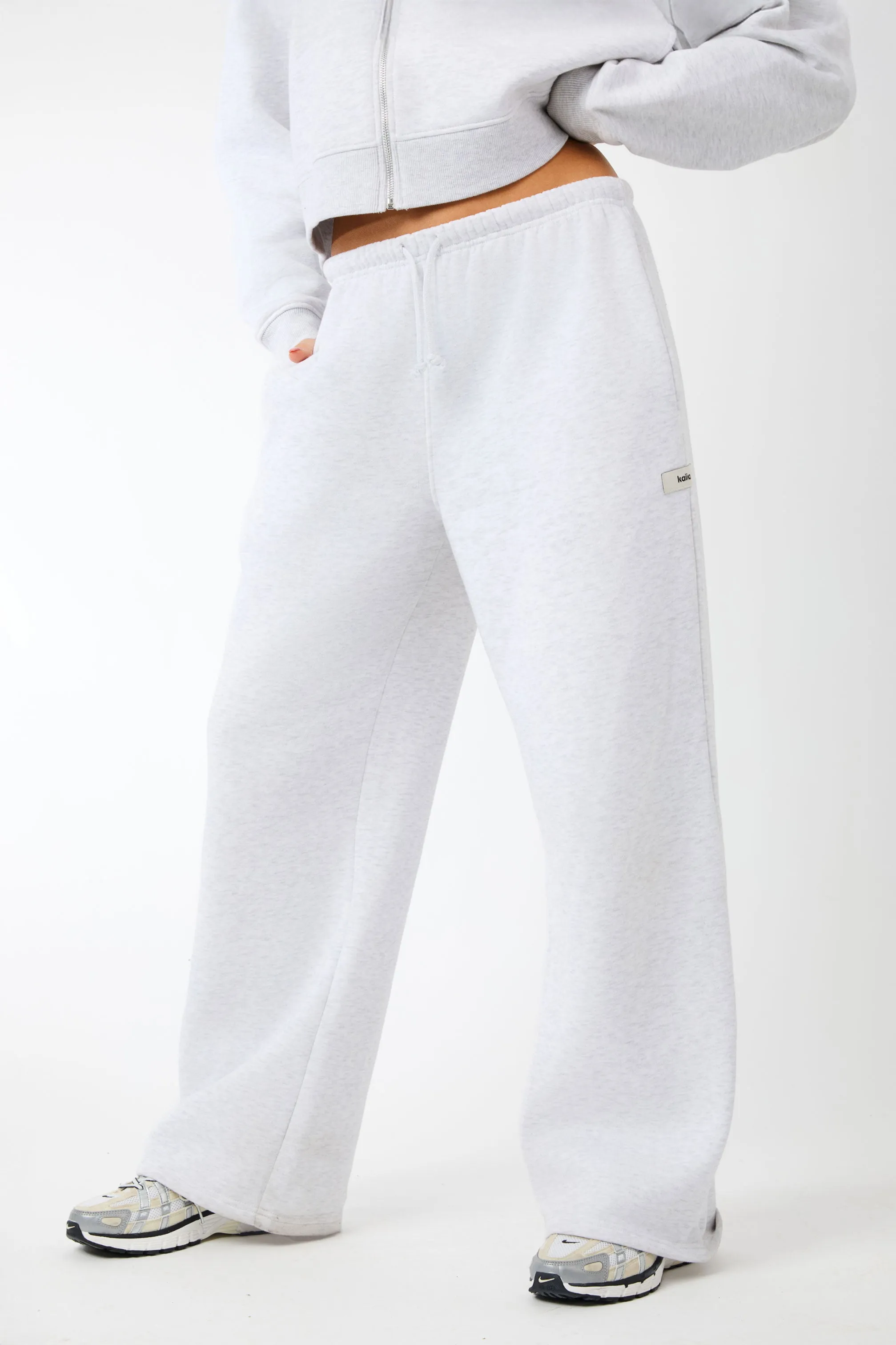 Kaiia Label Logo Wide Leg Joggers Light Grey Marl sold by Kaiia the label product image thumbnail 3