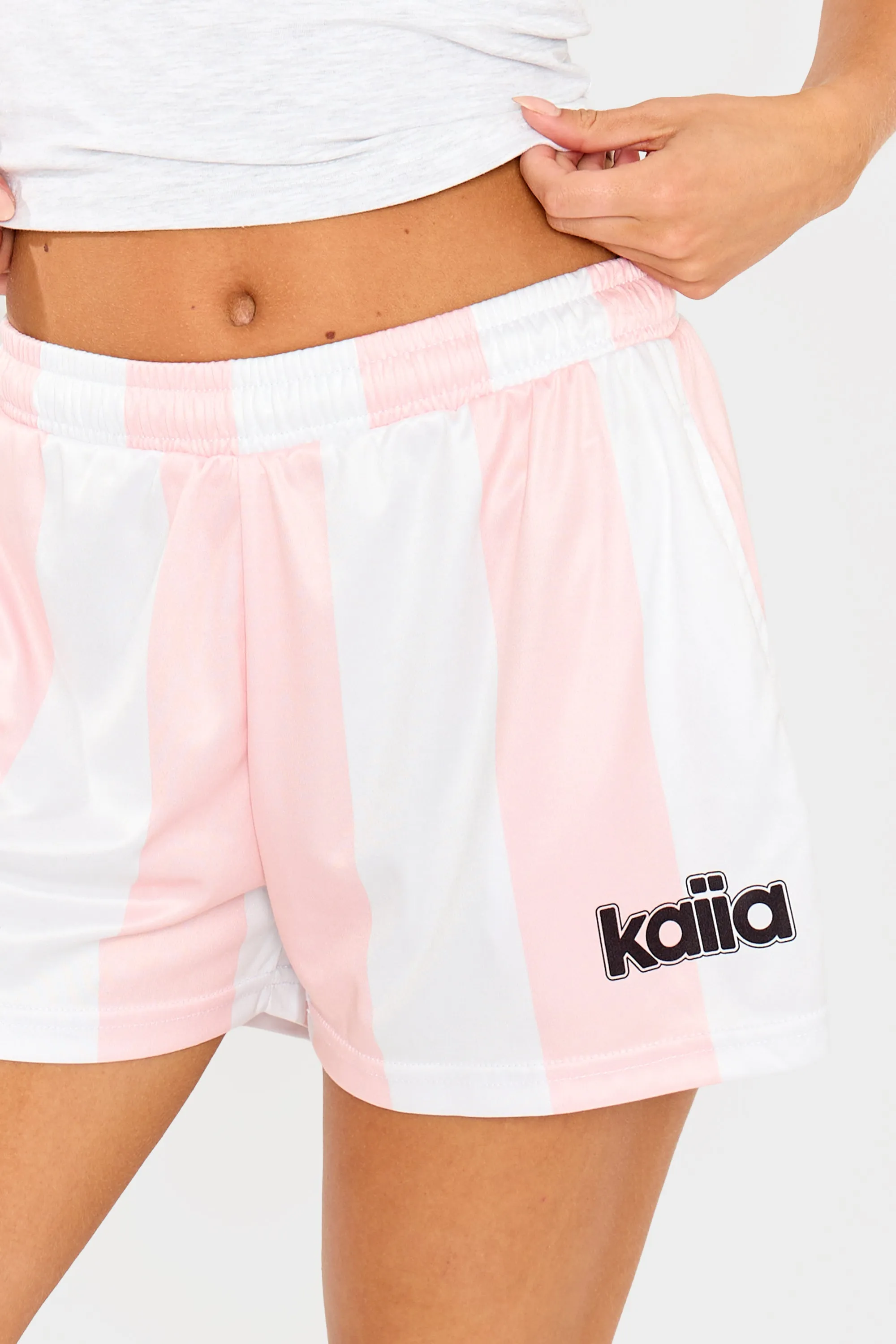 Kaiia Mini Football Shorts Pink Stripe sold by Kaiia the label product image thumbnail 2