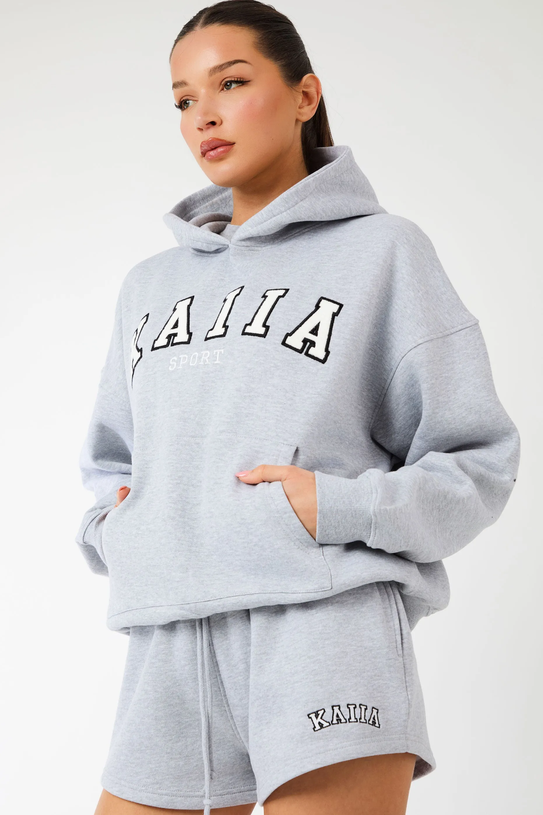 Kaiia Sport Oversized Hoodie Grey Marl & White sold by Kaiia the label product image thumbnail 5