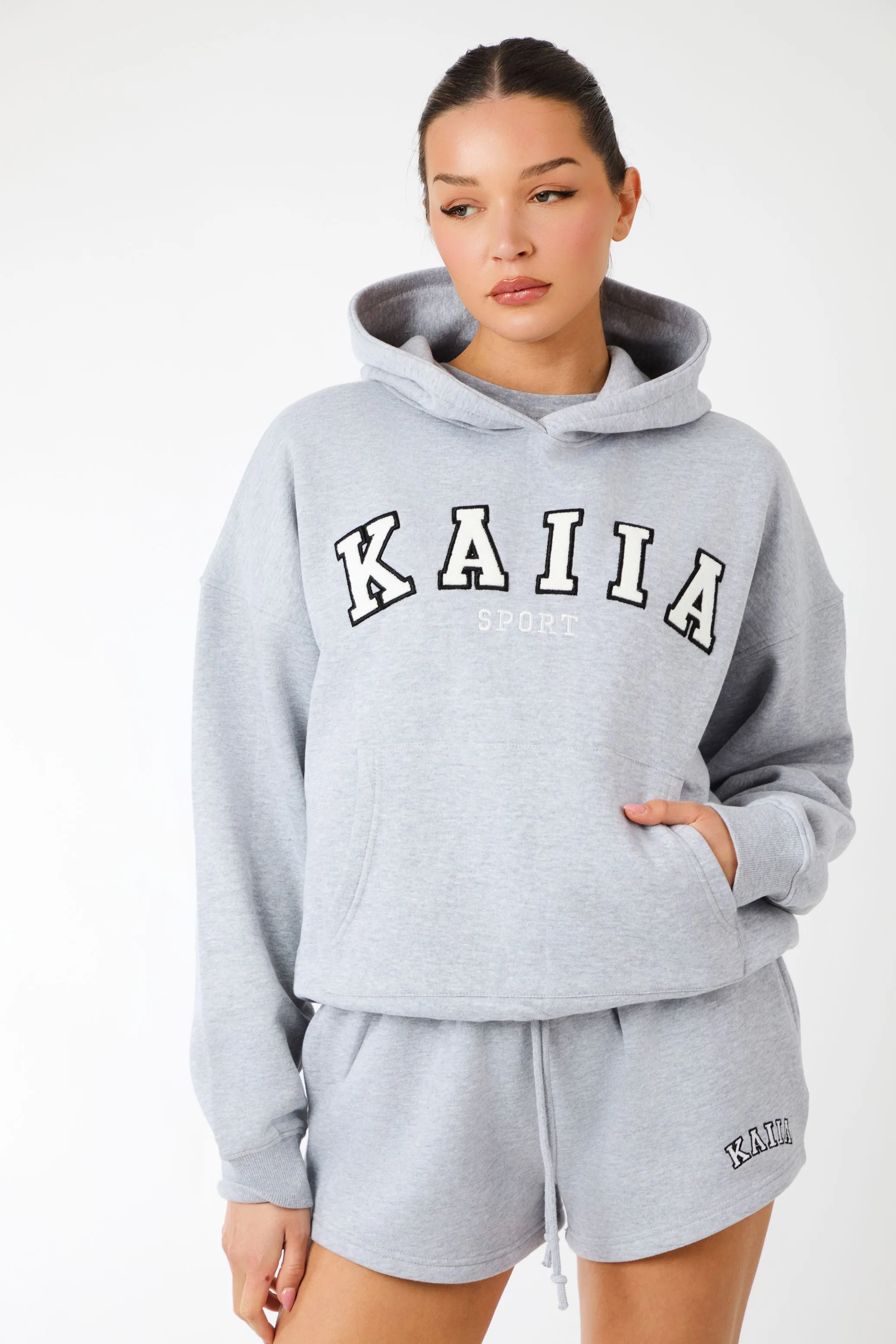 Kaiia Sport Oversized Hoodie Grey Marl & White sold by Kaiia the label