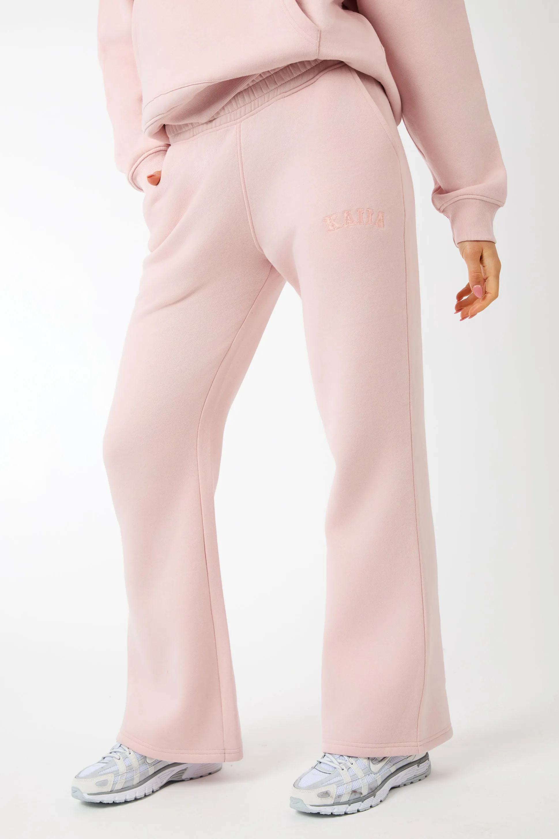 Kaiia Logo Wide Leg Joggers Dusty Pink sold by Kaiia the label product image thumbnail 4