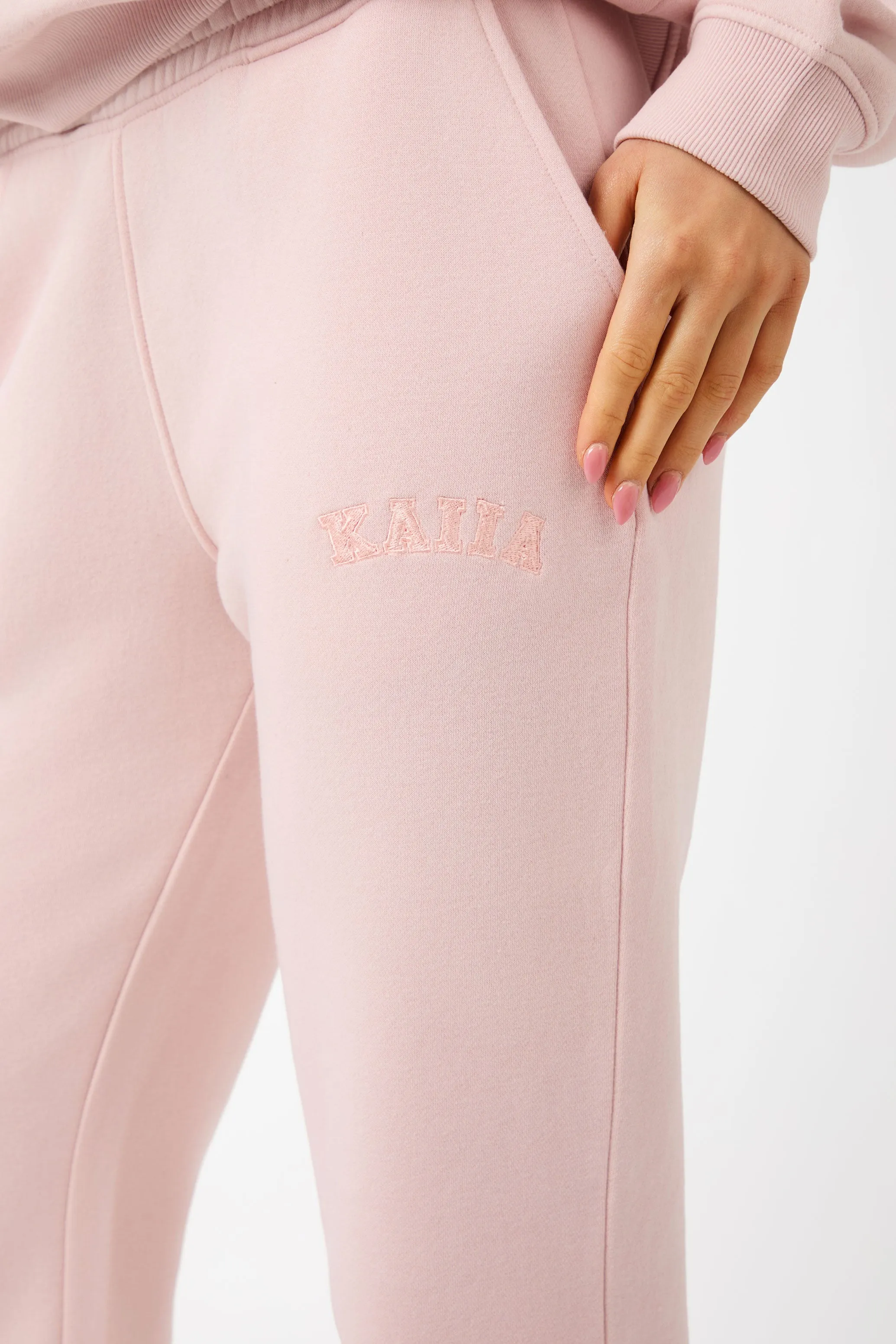 Kaiia Logo Wide Leg Joggers Dusty Pink sold by Kaiia the label product image thumbnail 3