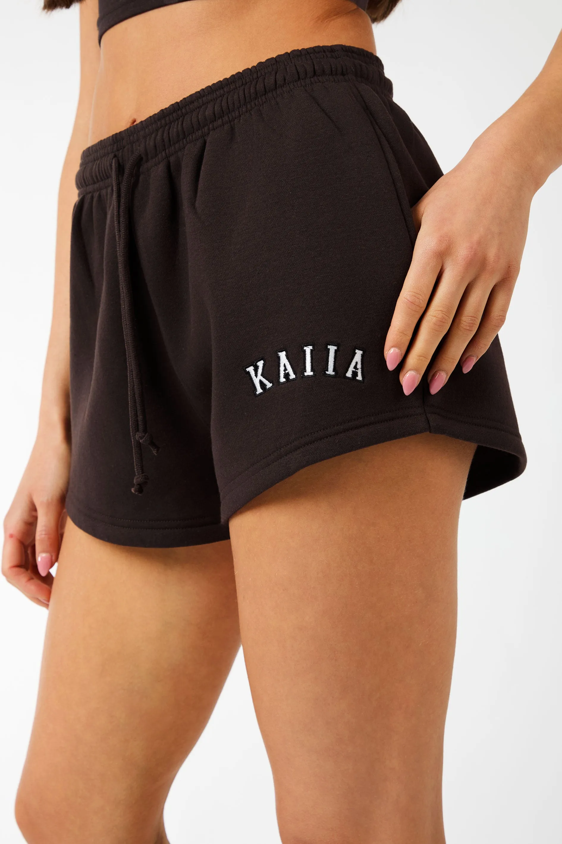 Kaiia Logo Mini Sweat Shorts Brown sold by Kaiia the label product image thumbnail 3