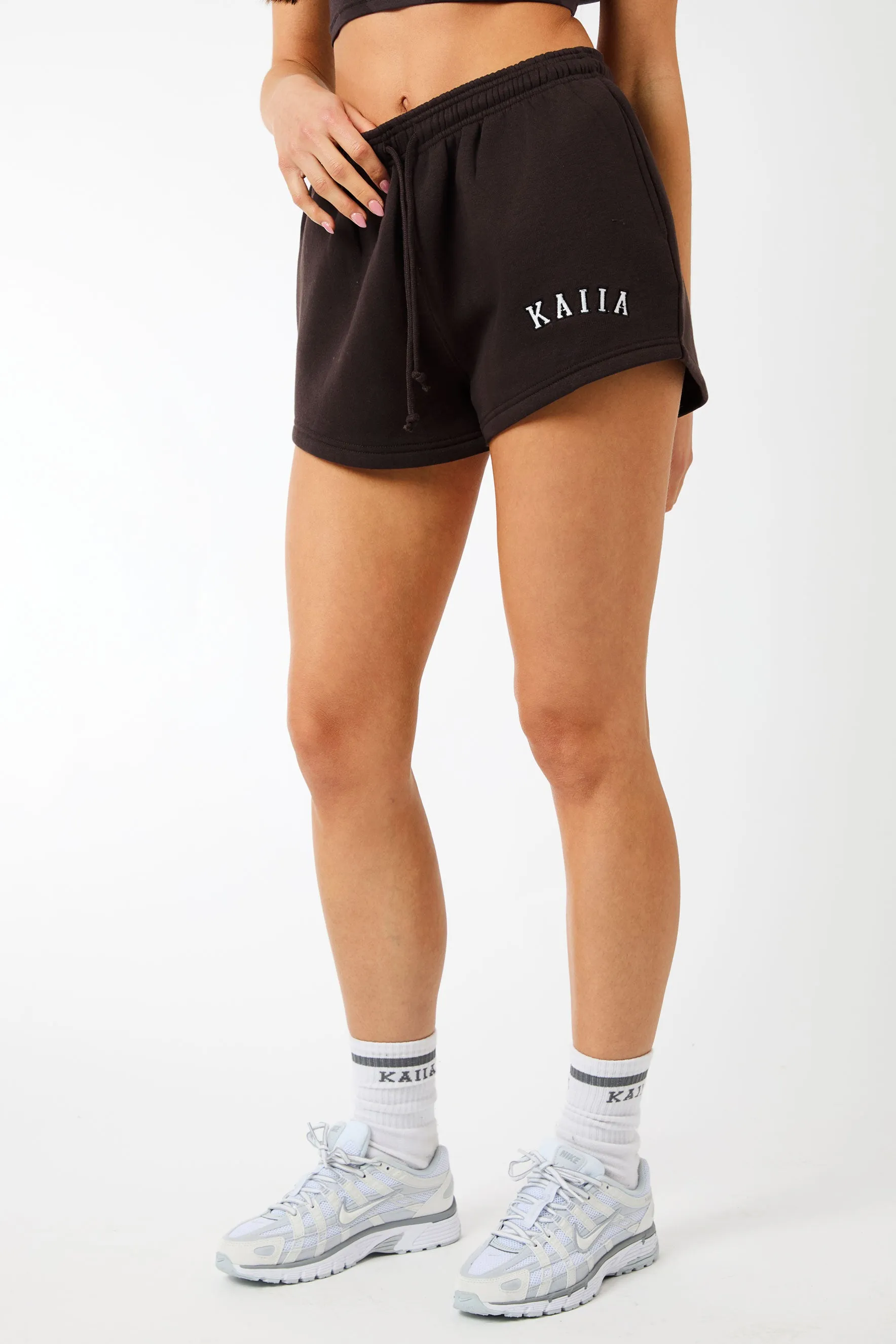 Kaiia Logo Mini Sweat Shorts Brown sold by Kaiia the label product image thumbnail 2