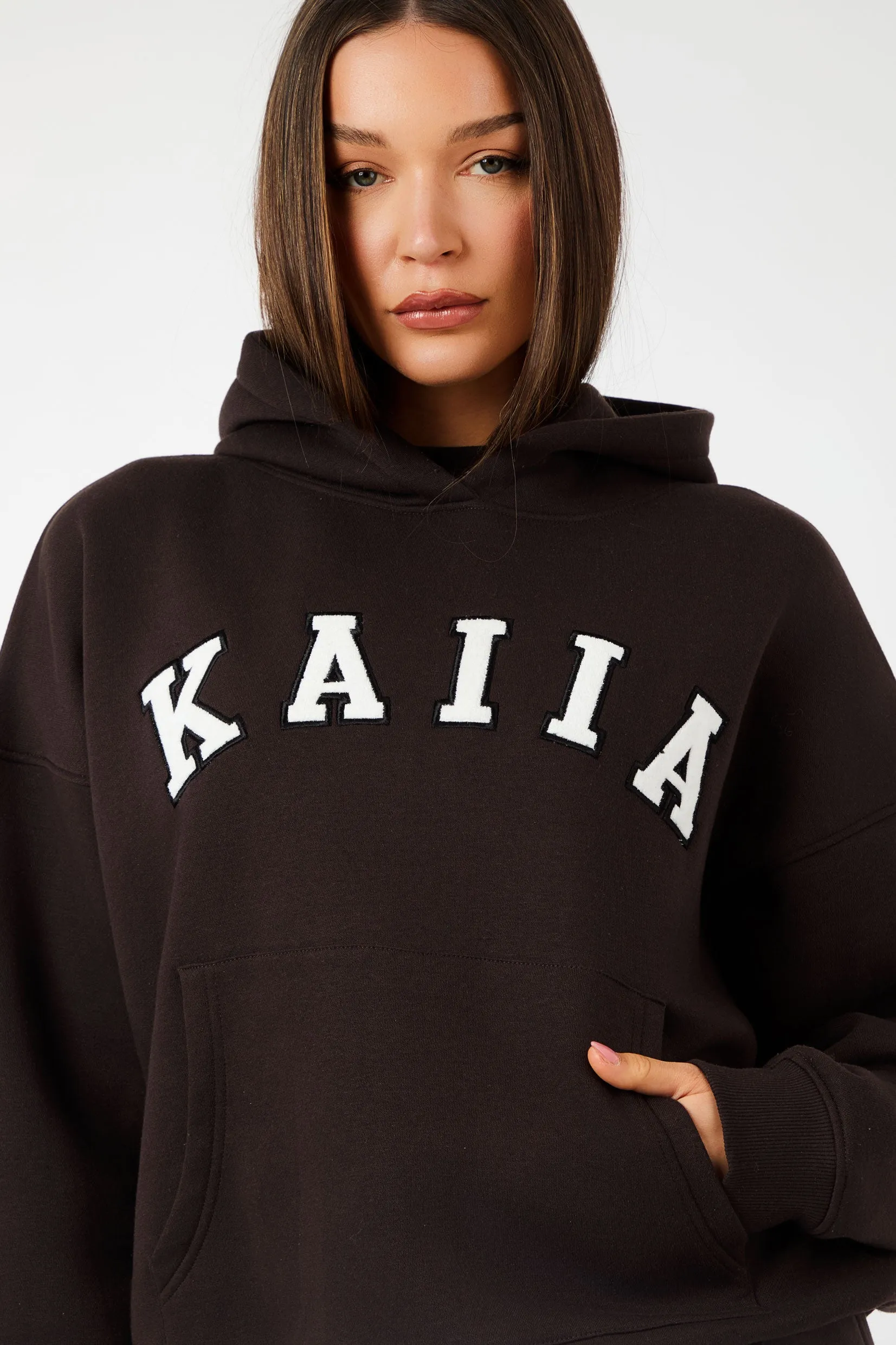 Kaiia Slogan Oversized Hoodie Brown sold by Kaiia the label product image thumbnail 2