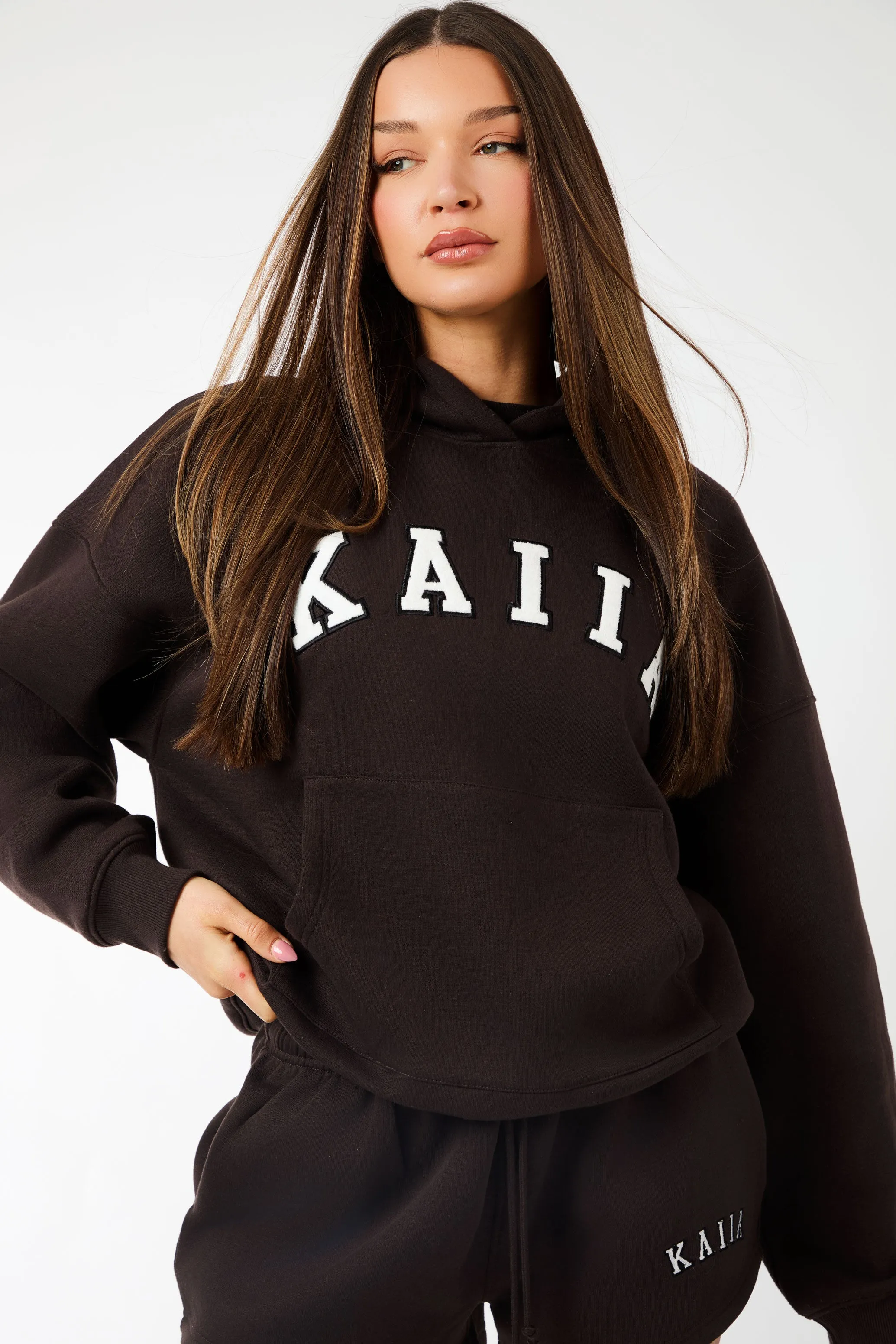 Kaiia Slogan Oversized Hoodie Brown sold by Kaiia the label product image thumbnail 4