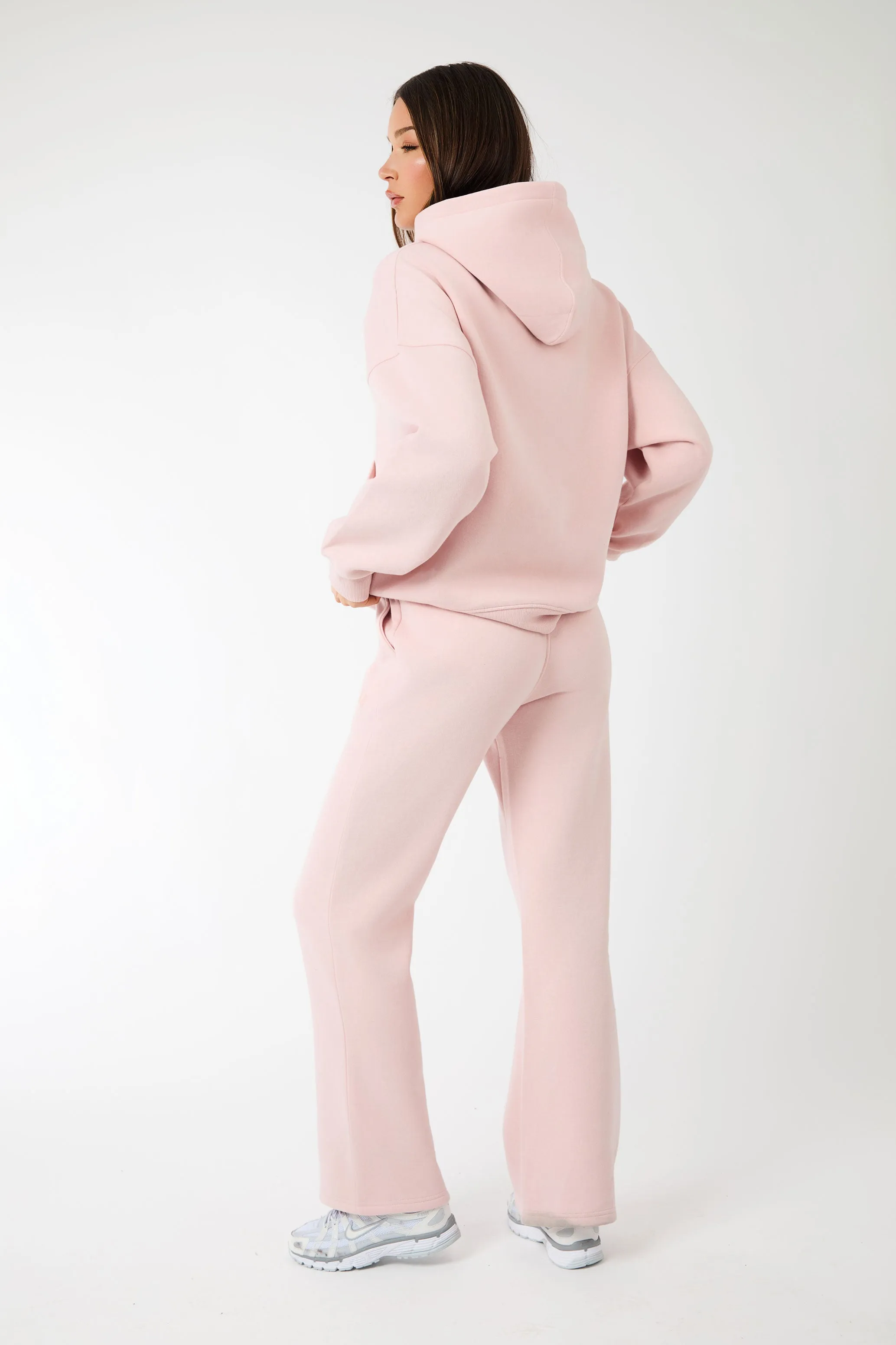 Kaiia Label Logo Exposed Waistband Wide Leg Joggers Dusty Pink sold by Kaiia the label product image thumbnail 5