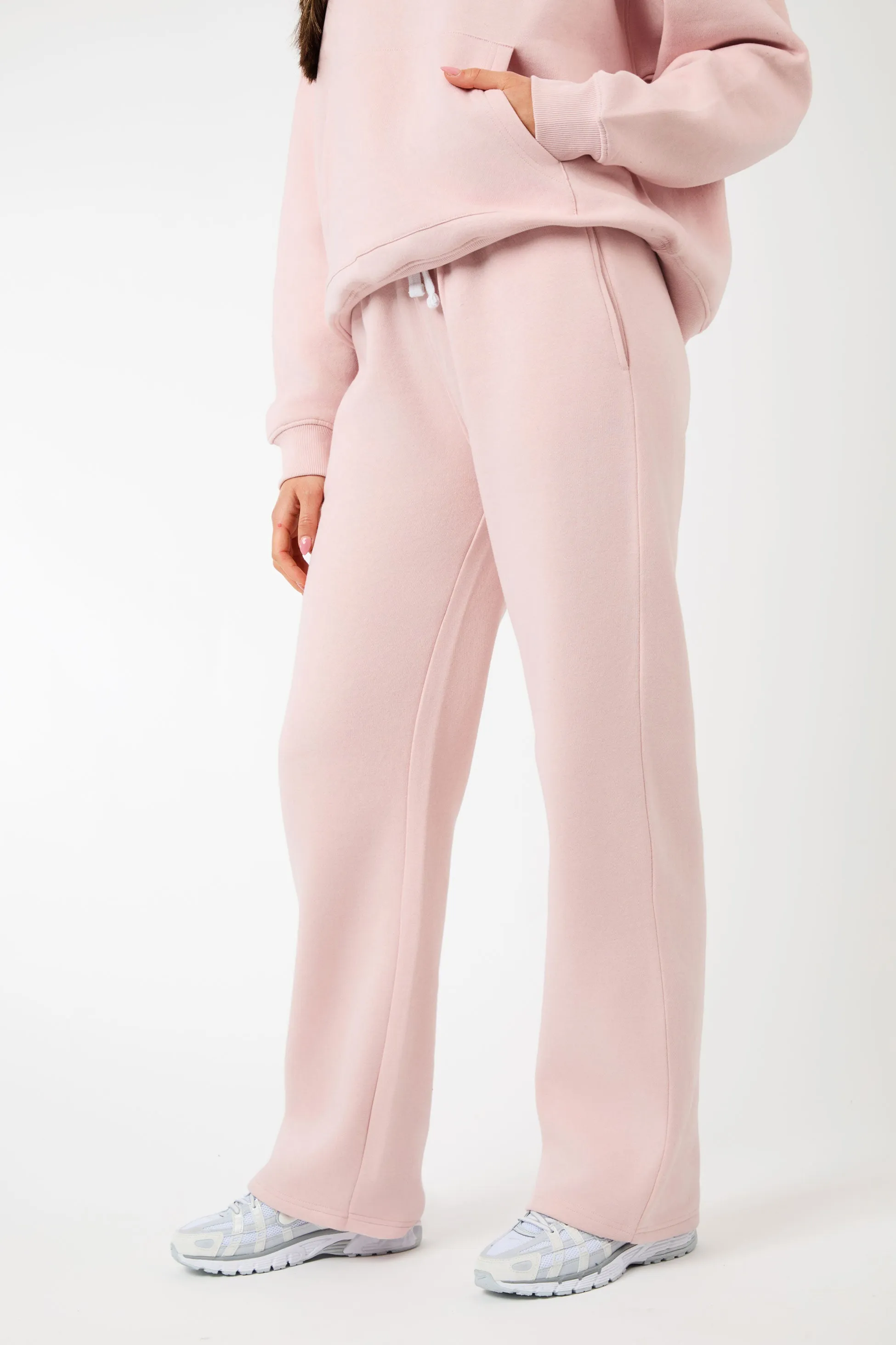 Kaiia Label Logo Exposed Waistband Wide Leg Joggers Dusty Pink sold by Kaiia the label product image thumbnail 4
