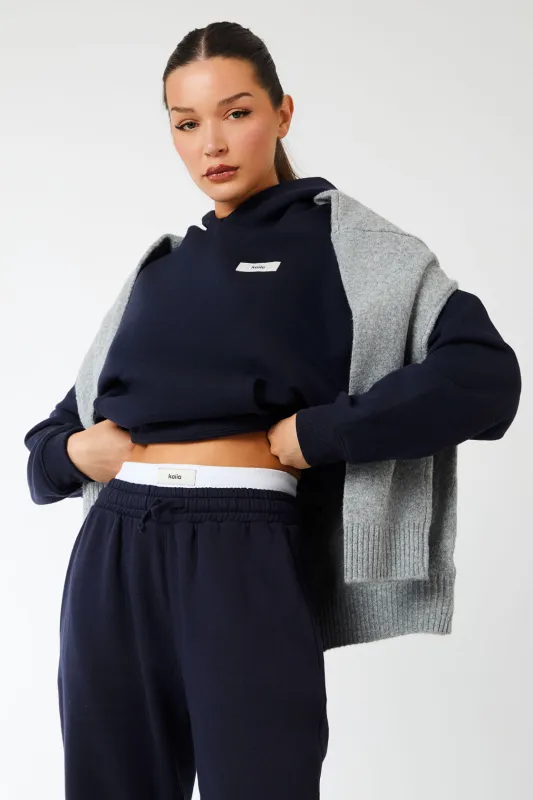 Kaiia Label Logo Oversized Hoodie Navy made by Kaiia the label