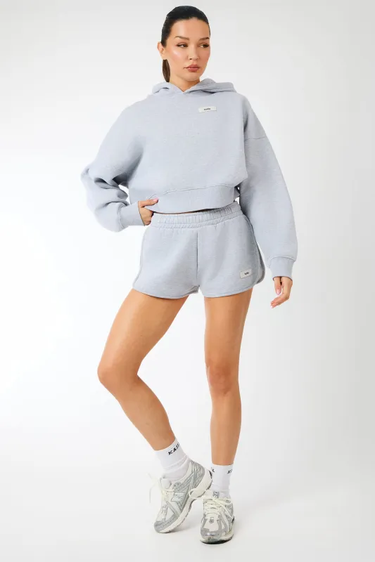 Kaiia Label Logo Curve Hem Mini Shorts Grey Marl made by Kaiia the label