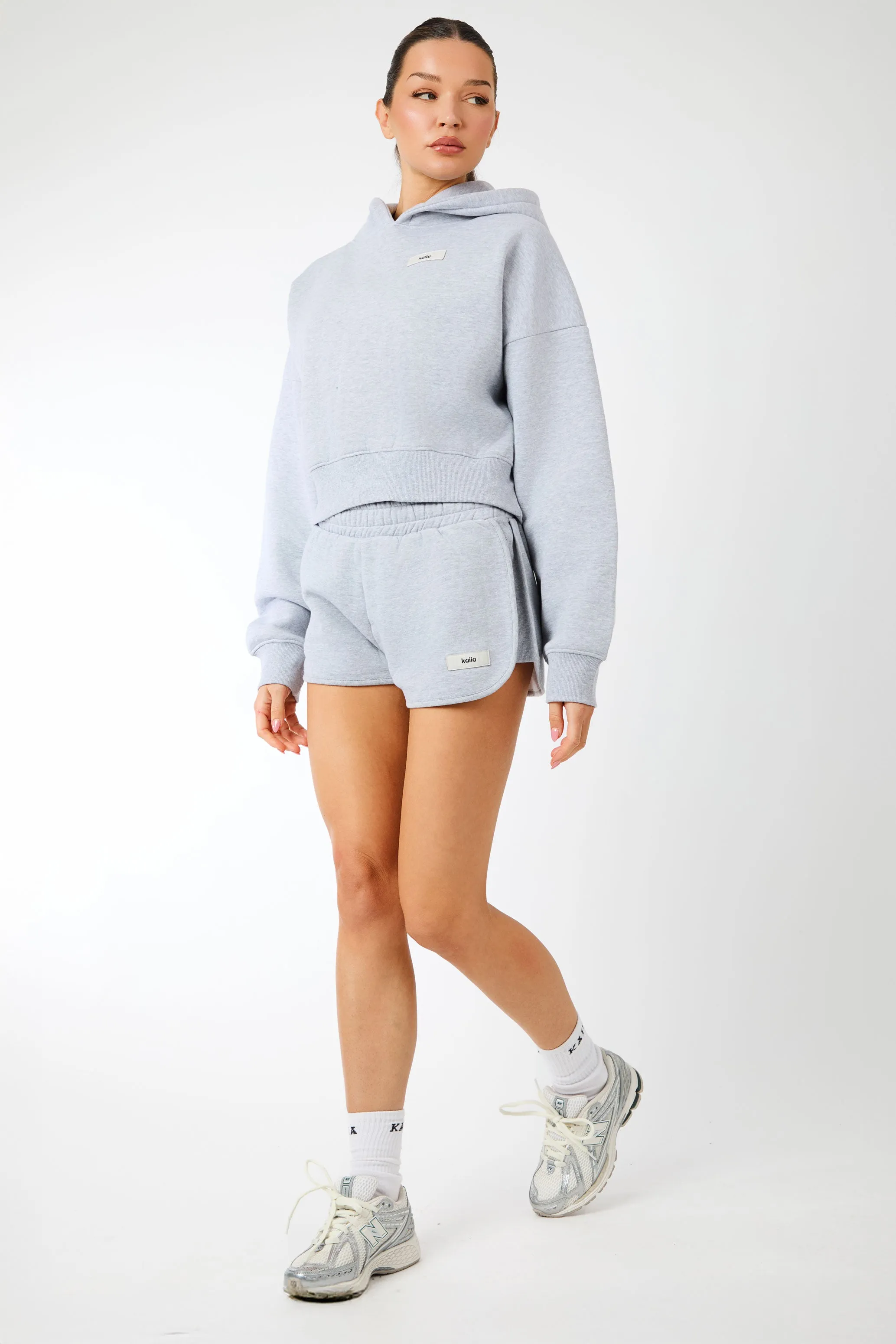Kaiia Label Logo Cropped Oversized Hoodie Grey Marl sold by Kaiia the label product image thumbnail 3