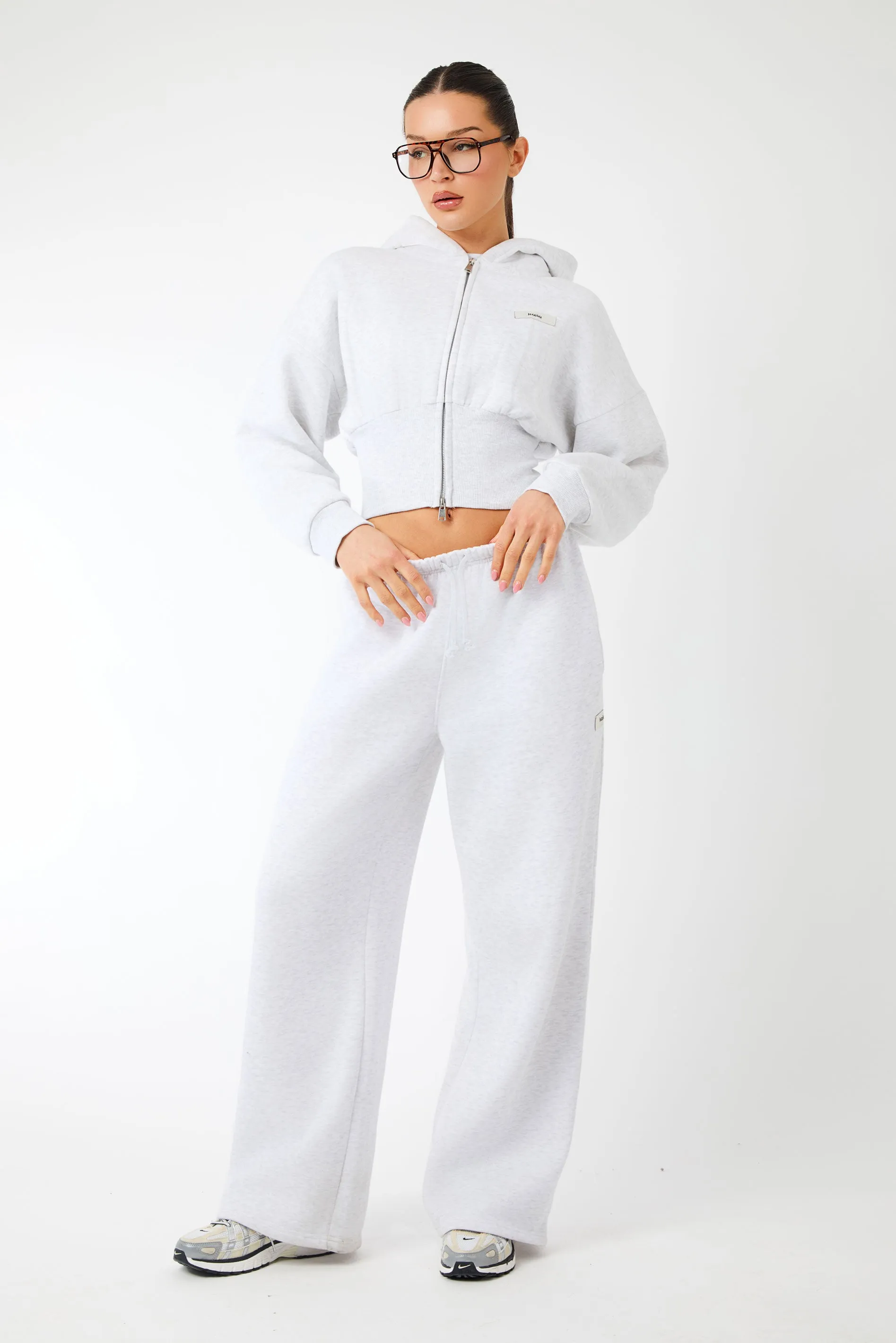 Kaiia Label Logo Corset Zip Through Hoodie Light Grey Marl sold by Kaiia the label product image thumbnail 4