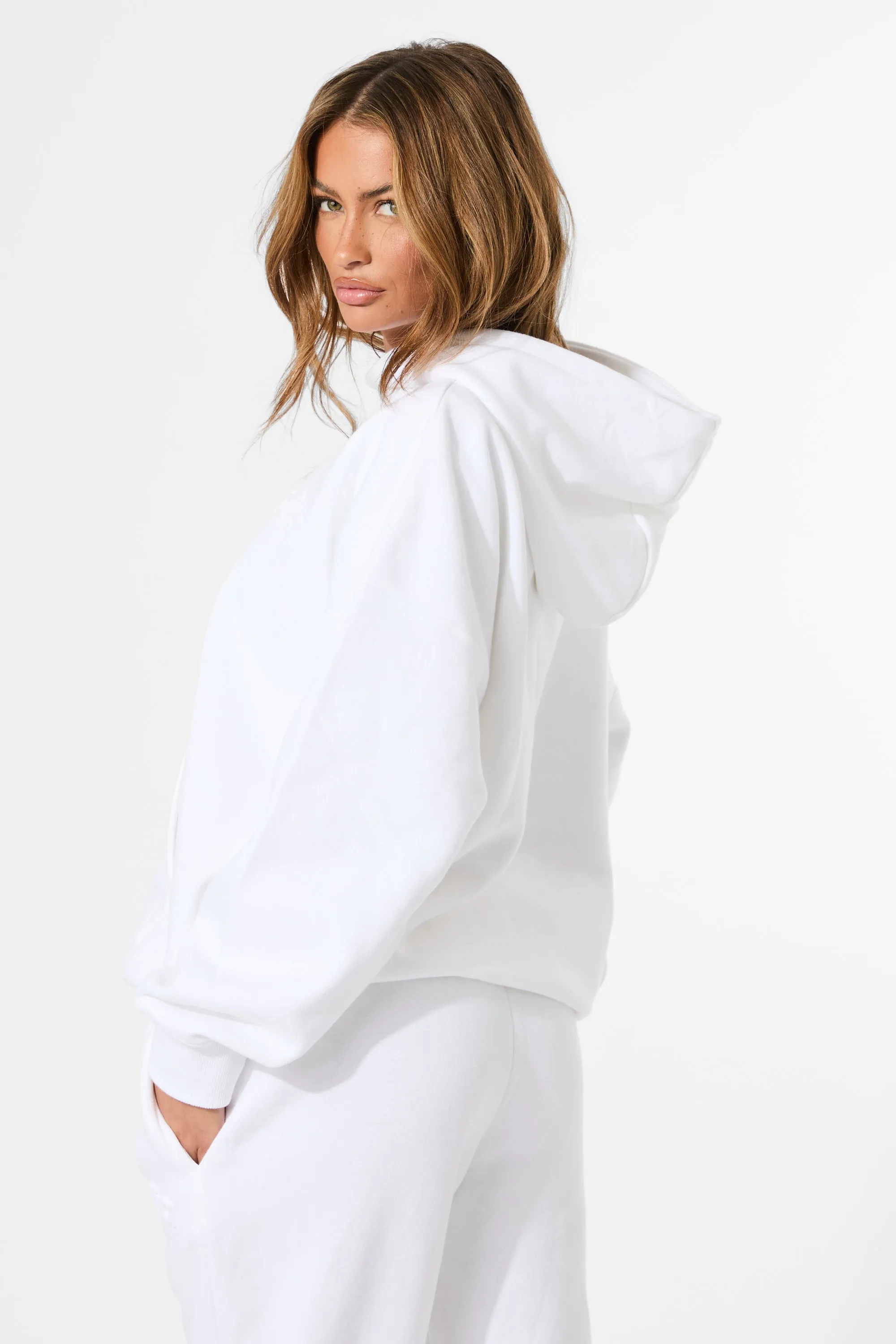 Kaiia Embossed Logo Oversized Hoodie White sold by Kaiia the label product image thumbnail 4