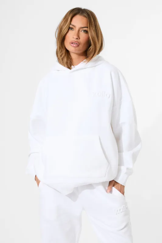 Kaiia Embossed Logo Oversized Hoodie White sold by Kaiia the label