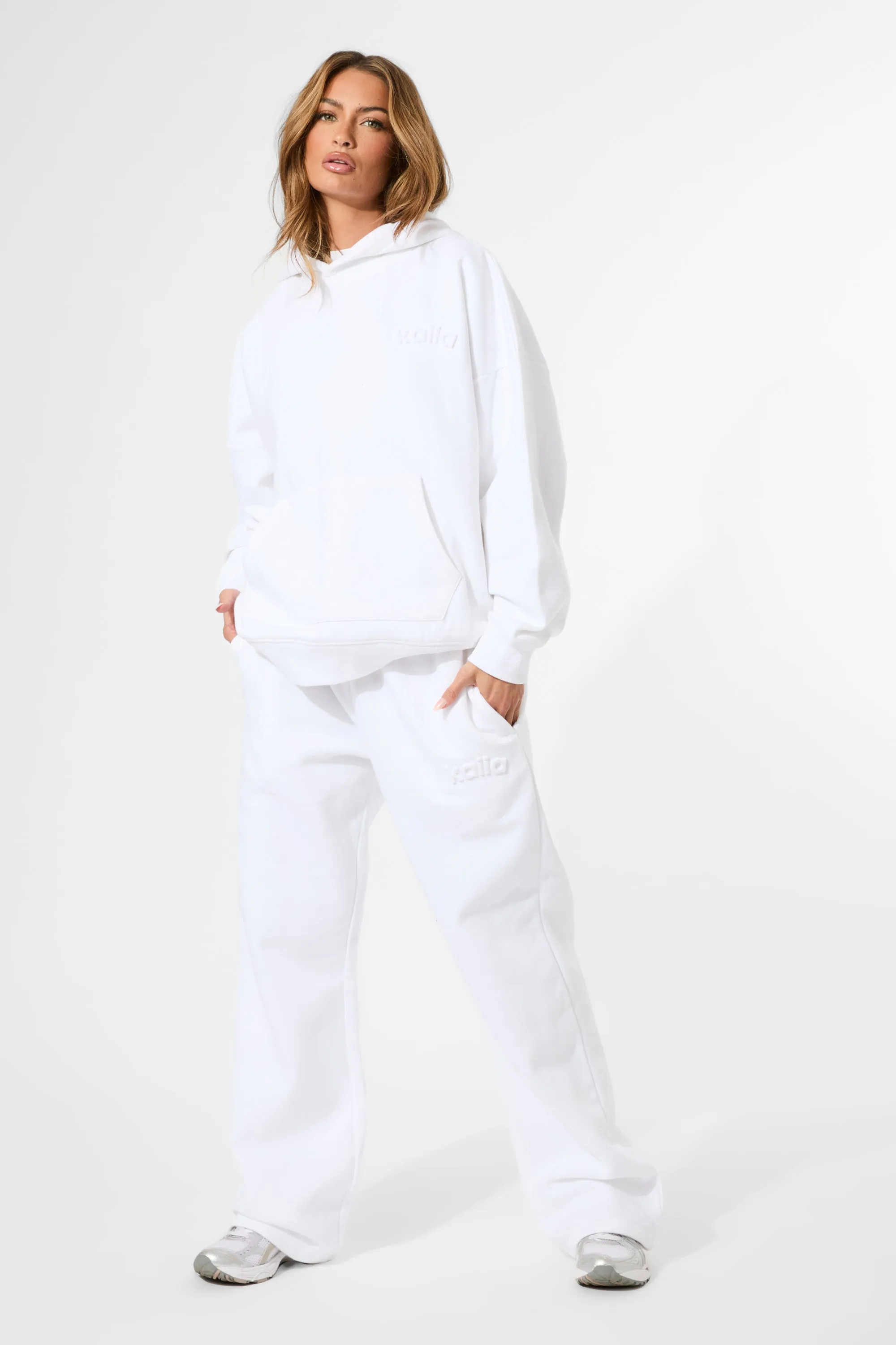 Kaiia Embossed Logo Oversized Hoodie White sold by Kaiia the label product image thumbnail 3
