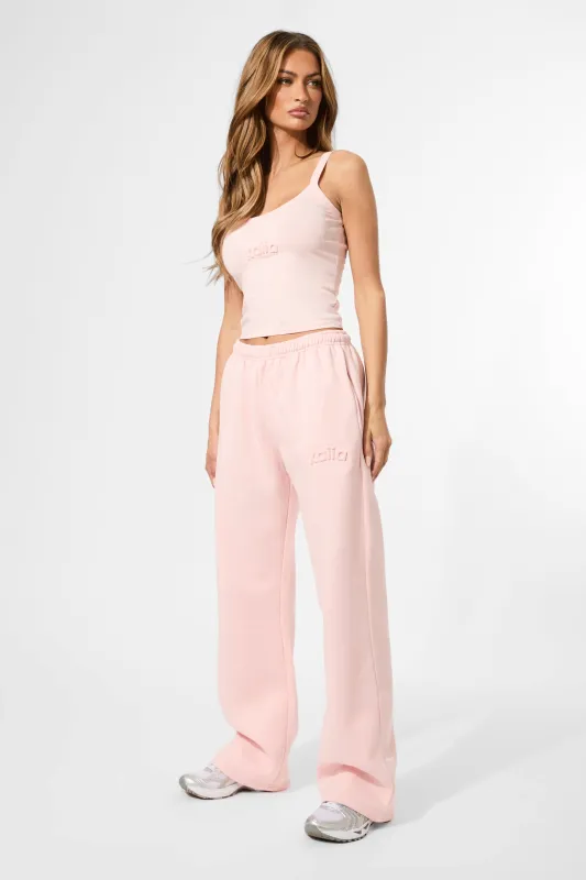 Kaiia Embossed Logo Wide Leg Joggers Sugar Pink made by Kaiia the label