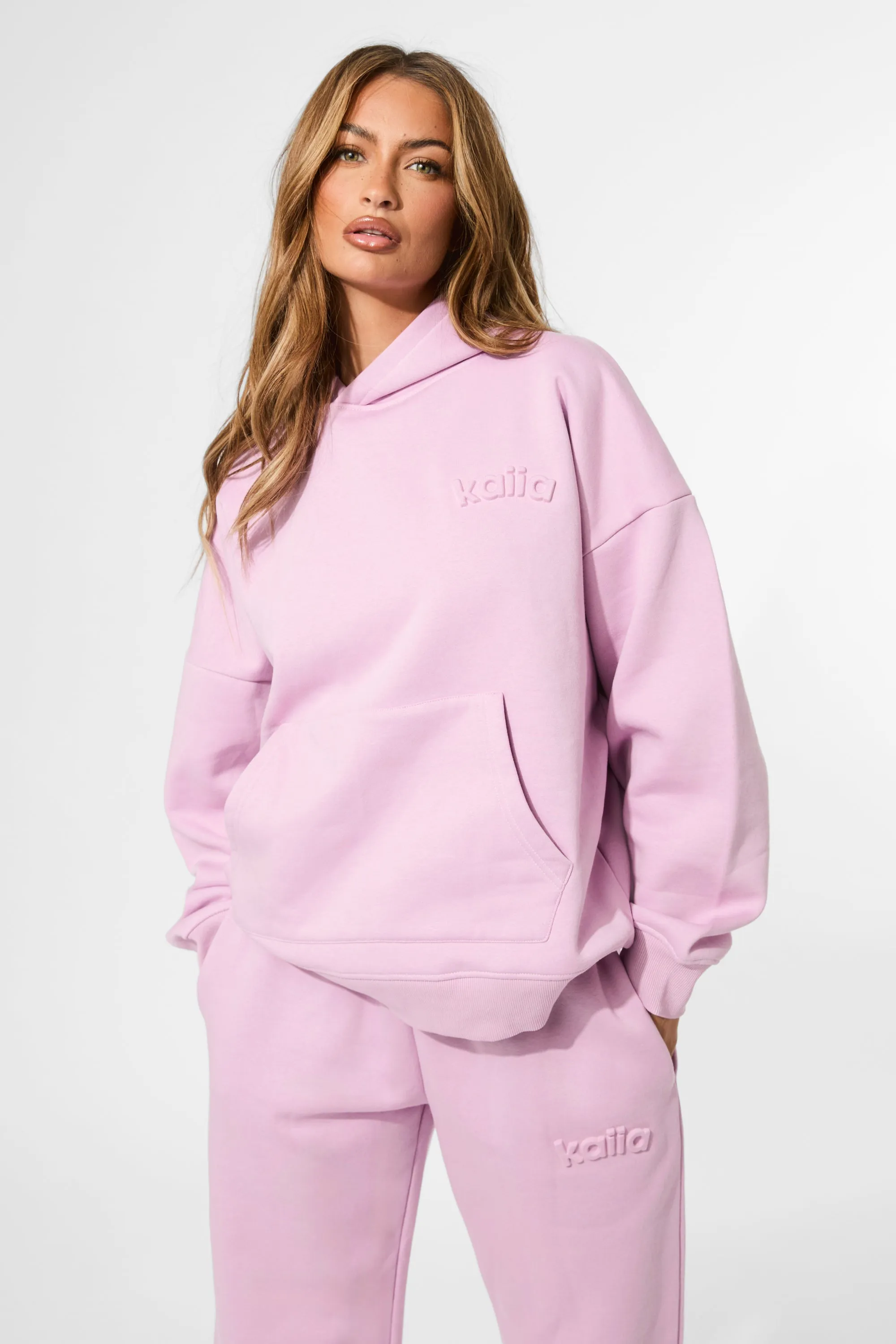Kaiia Embossed Logo Oversized Hoodie Parma Violet sold by Kaiia the label