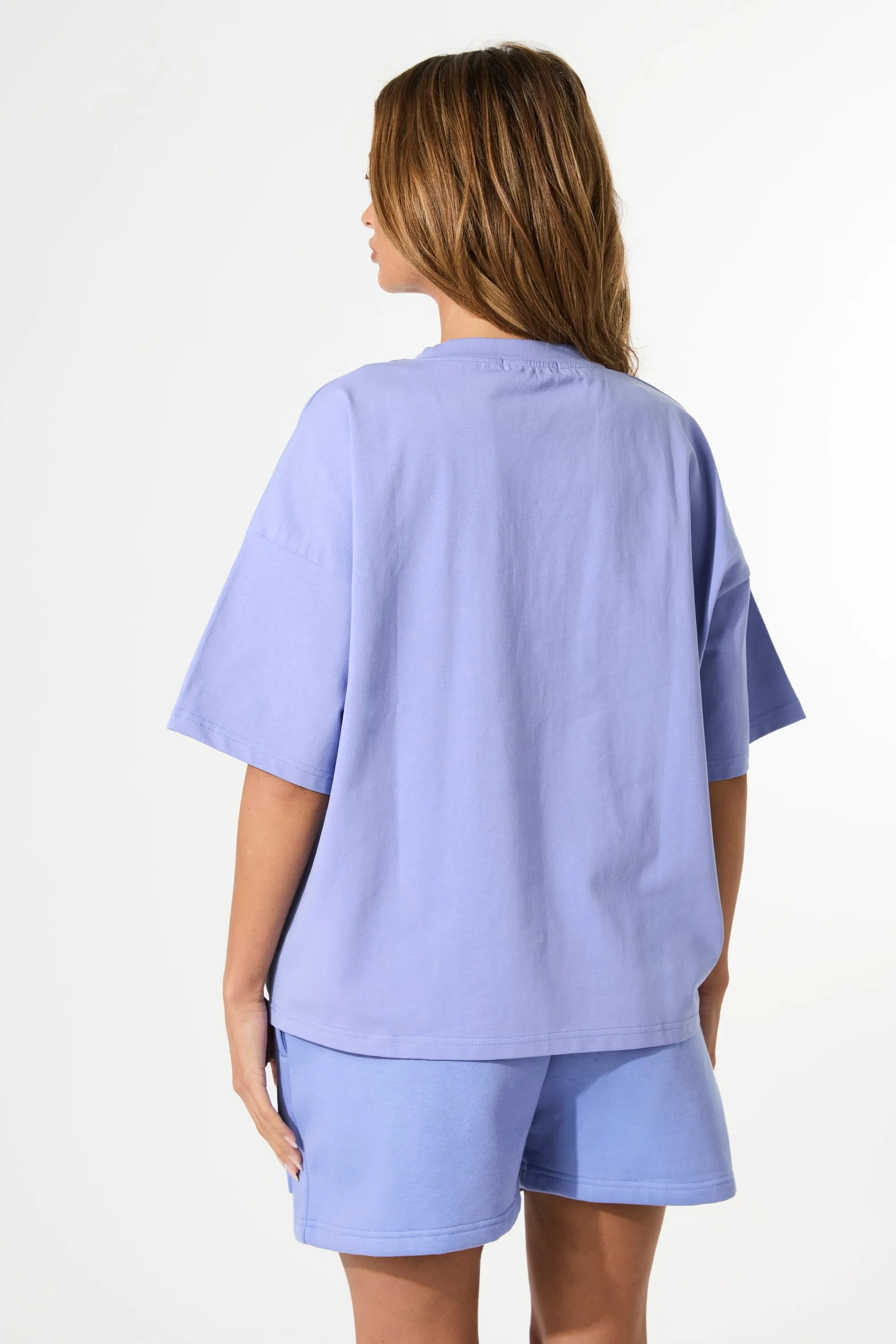 Kaiia Embossed Logo Oversized Tee Cornflower Blue sold by Kaiia the label product image thumbnail 3