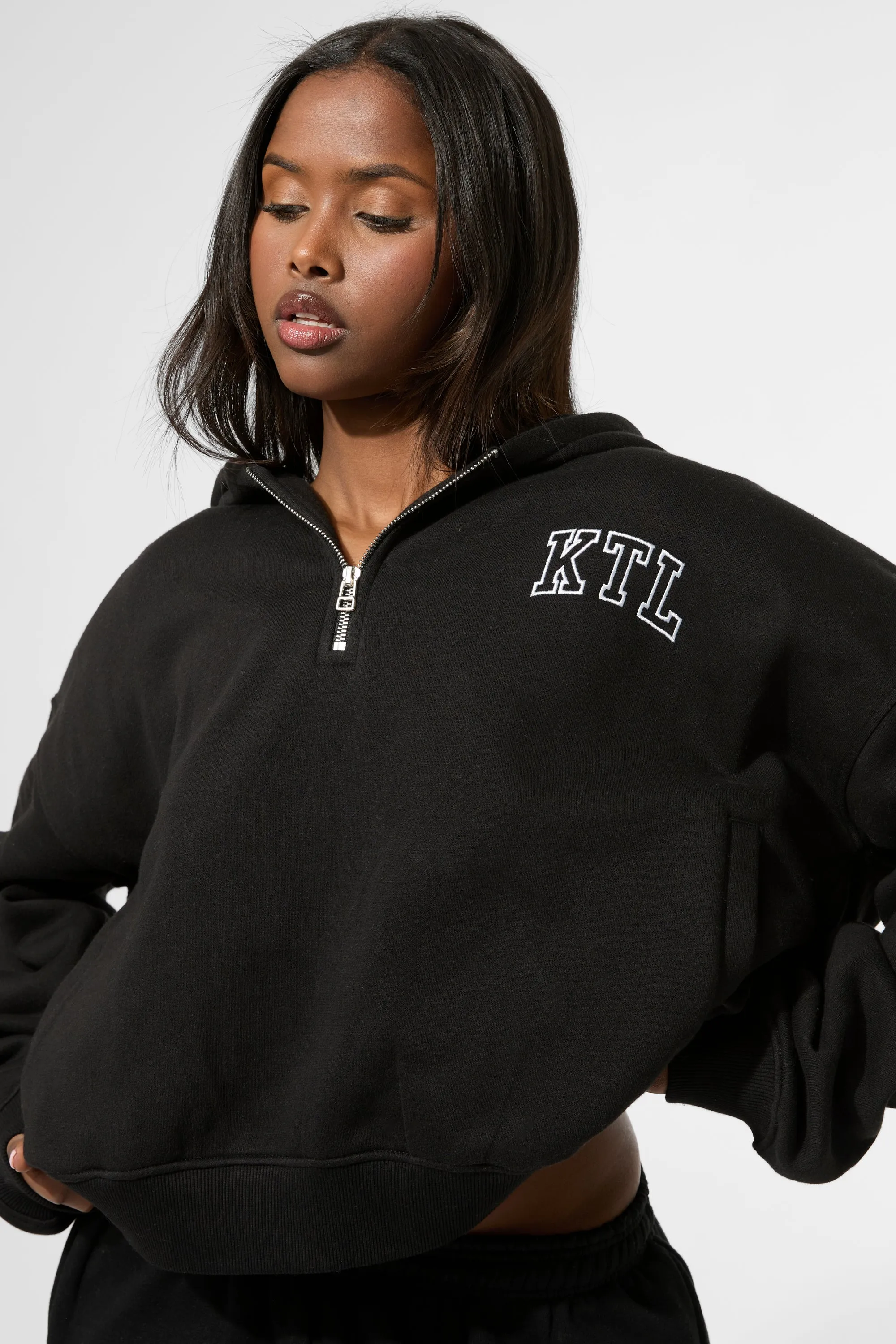 Kaiia KTL Logo Quarter Zip Hoodie Black sold by Kaiia the label product image thumbnail 2