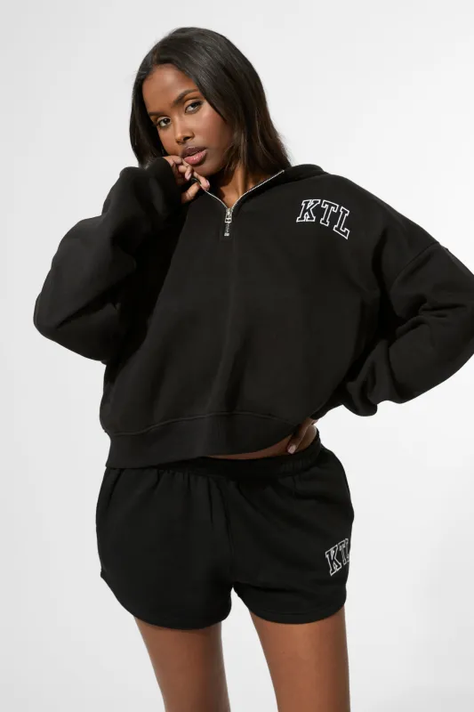 Kaiia KTL Logo Quarter Zip Hoodie Black made by Kaiia the label
