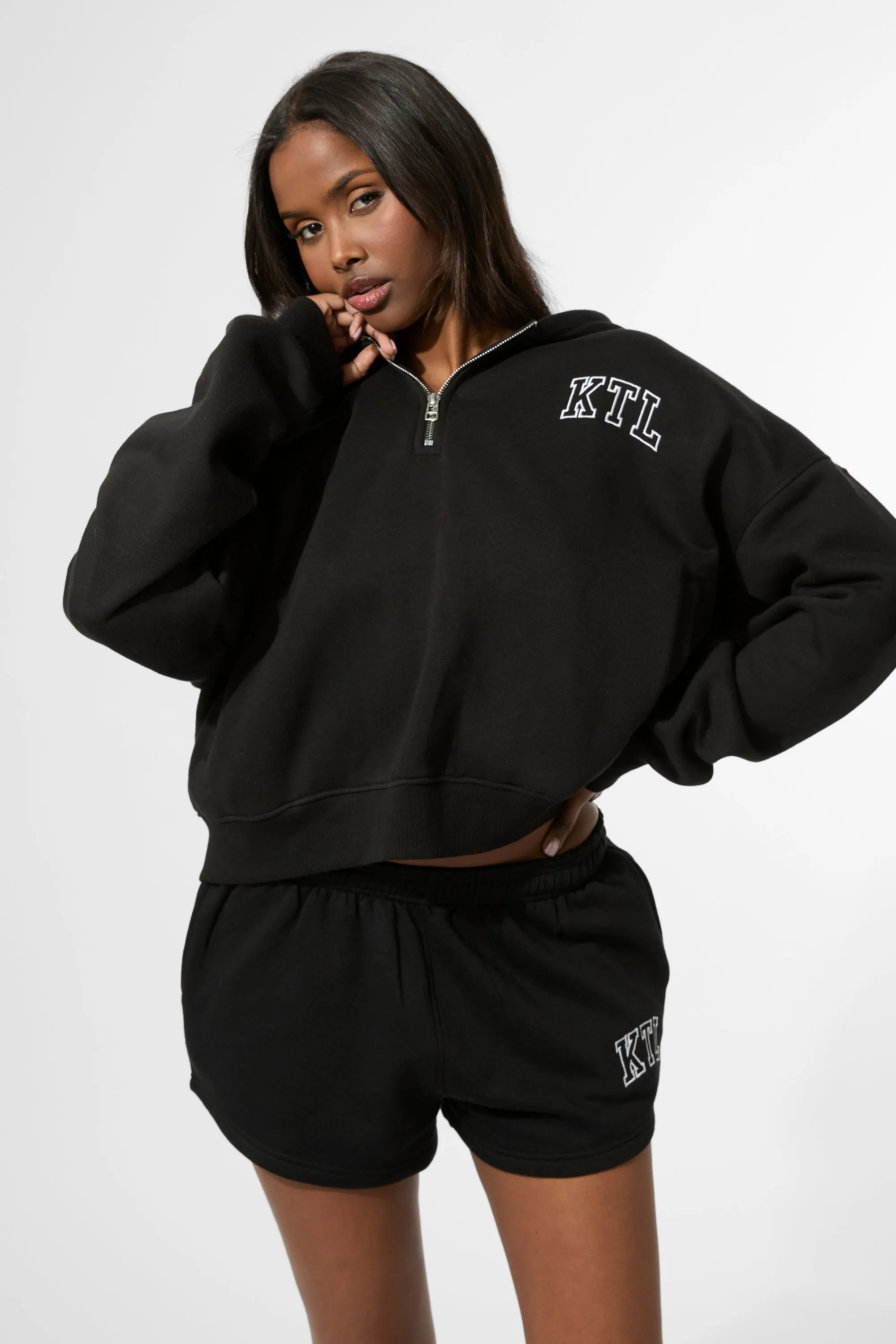 Kaiia KTL Logo Quarter Zip Hoodie Black sold by Kaiia the label