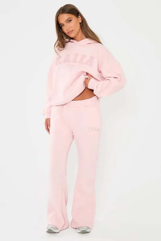 Kaiia Logo Wide Leg Joggers Pink Chai made by Kaiia the label