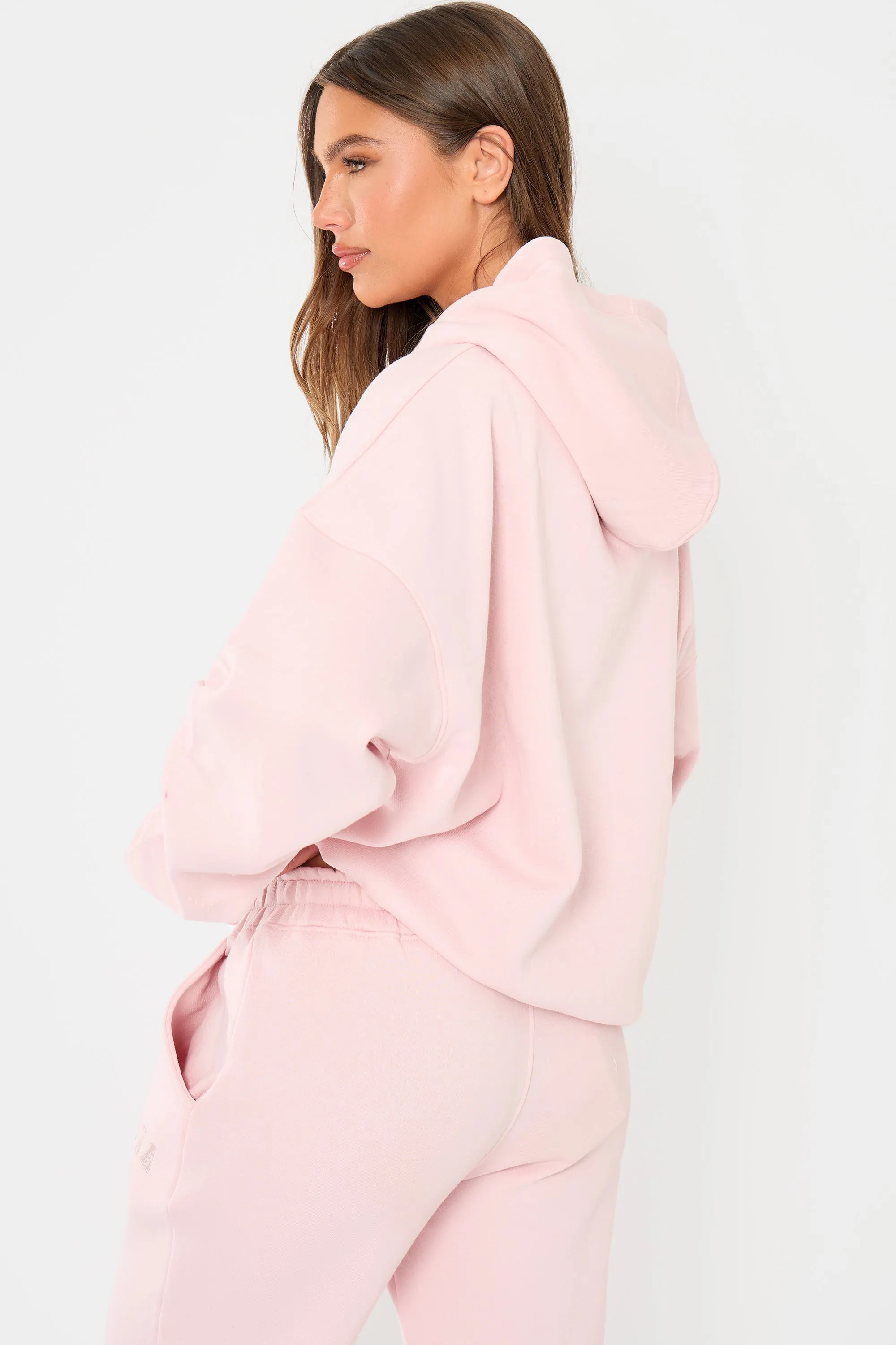 Kaiia Studio Borg Slogan Oversized Hoodie Pink Chai sold by Kaiia the label product image thumbnail 2
