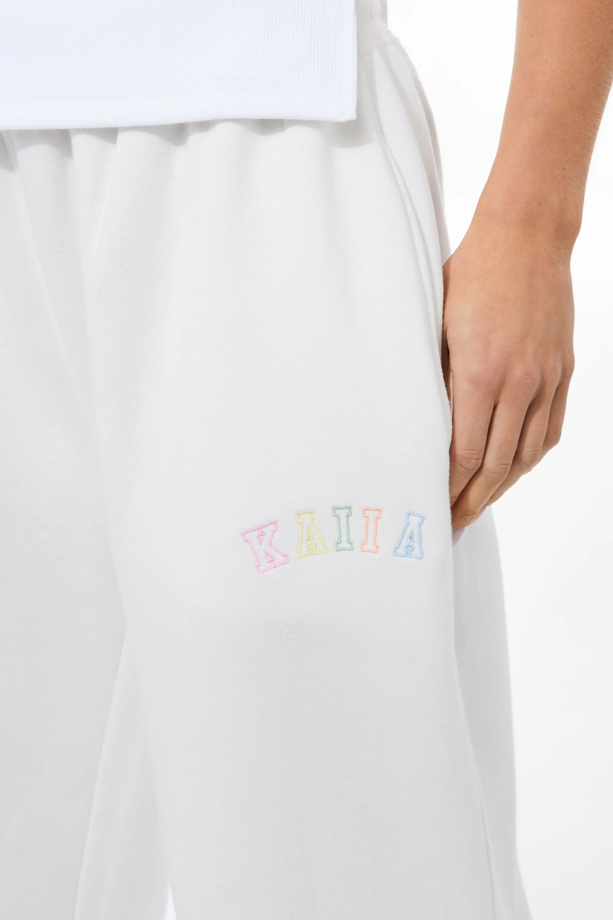 Kaiia Rainbow Logo Wide Leg Joggers White sold by Kaiia the label product image thumbnail 3
