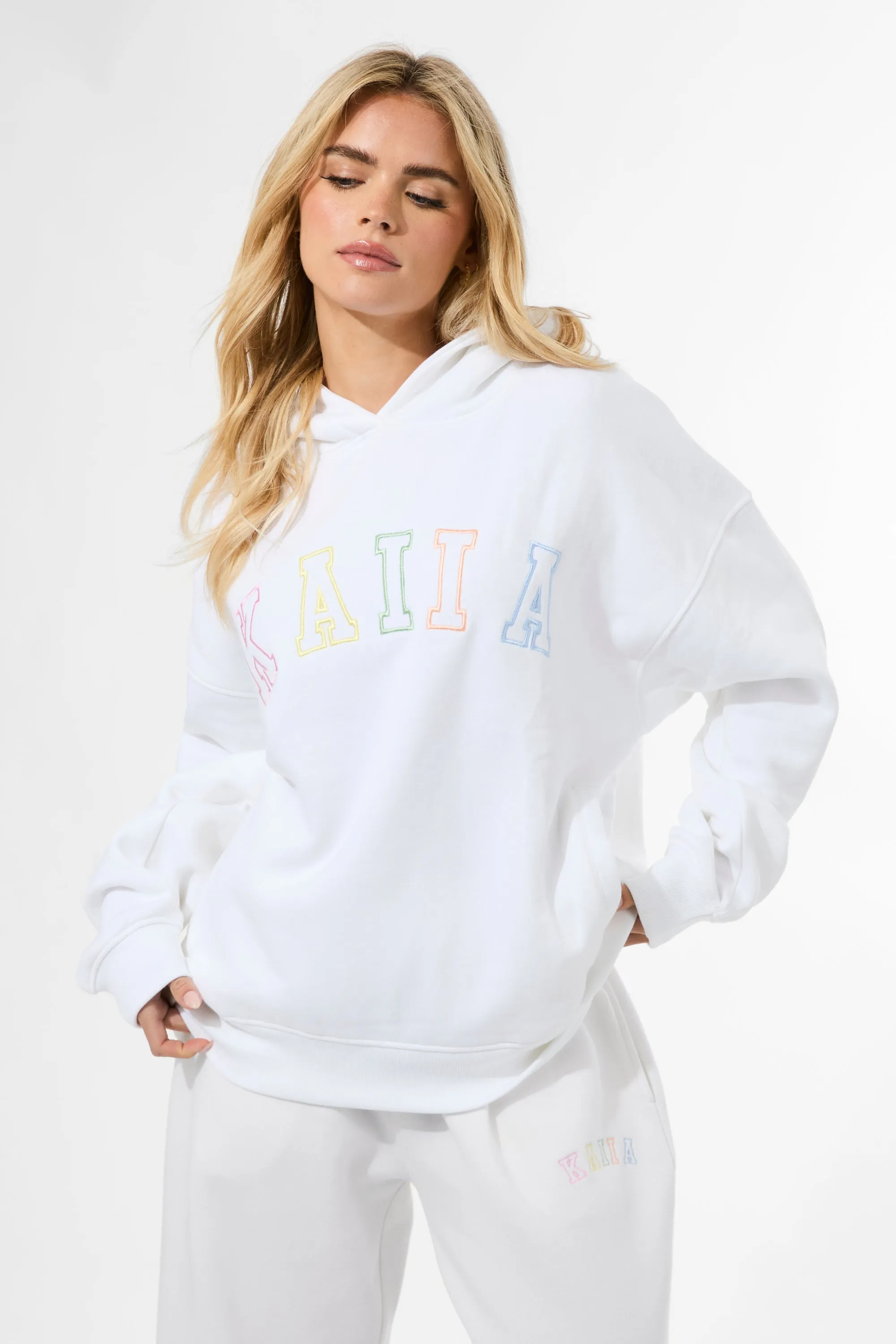 Kaiia Rainbow Logo Oversized Hoodie White sold by Kaiia the label product image thumbnail 5
