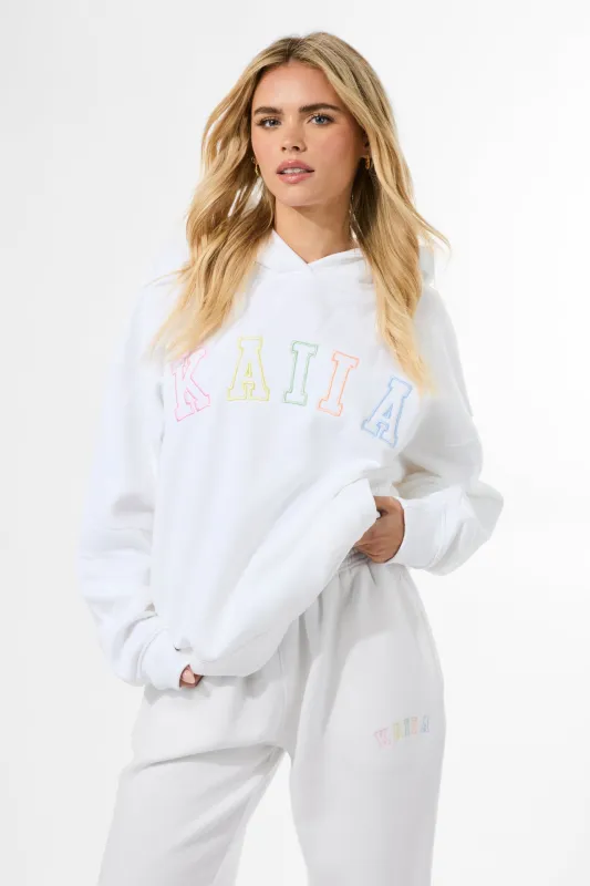 Kaiia Rainbow Logo Oversized Hoodie White made by Kaiia the label