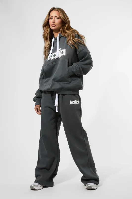 Kaiia Puff Print Wide Leg Joggers Charcoal made by Kaiia the label