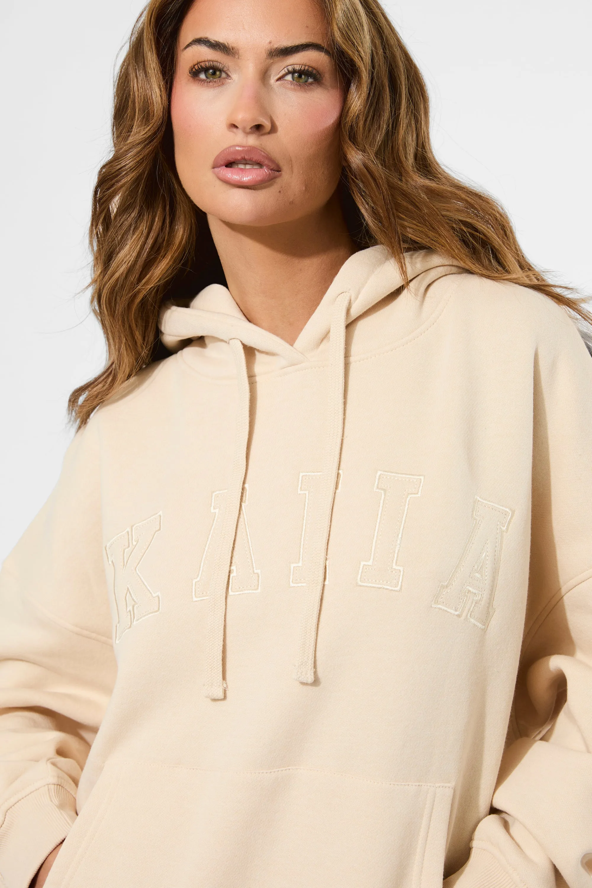 Kaiia Slogan Oversized Hoodie Custard Cream sold by Kaiia the label product image thumbnail 2