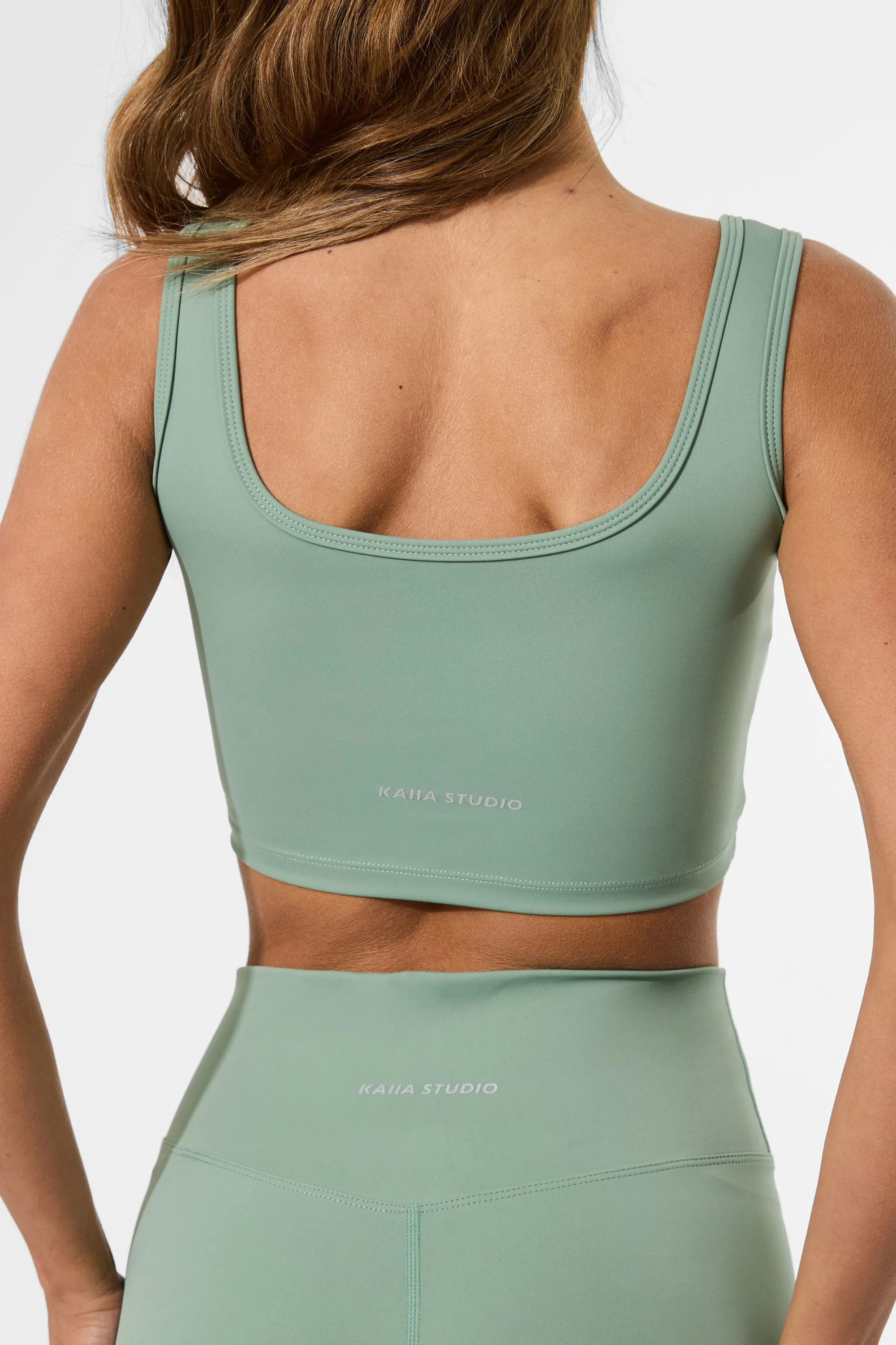 Kaiia Sculpt Square Neck Crop Top Green Tea sold by Kaiia the label product image thumbnail 2