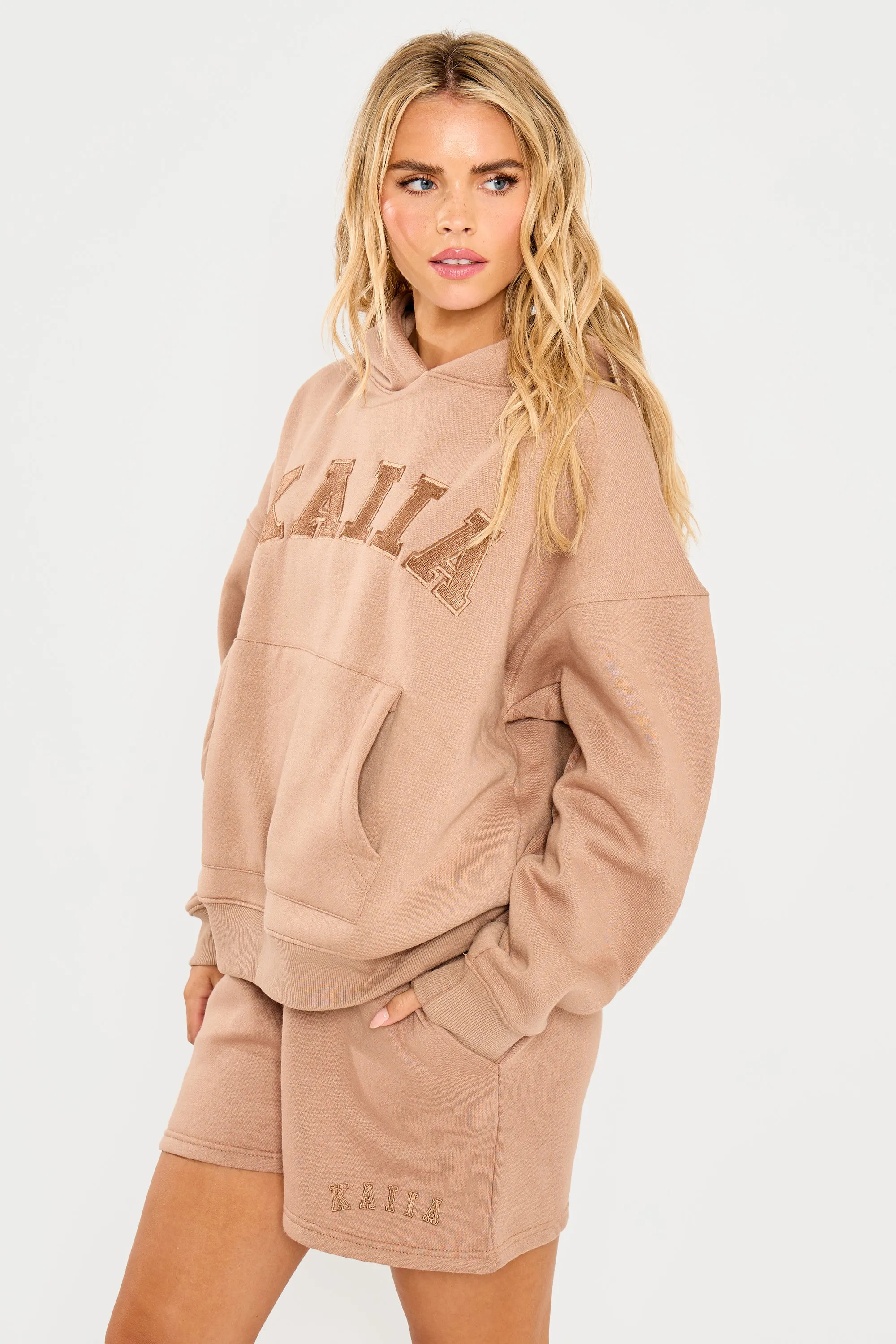 Kaiia Logo Sweat Shorts Latte sold by Kaiia the label product image thumbnail 5