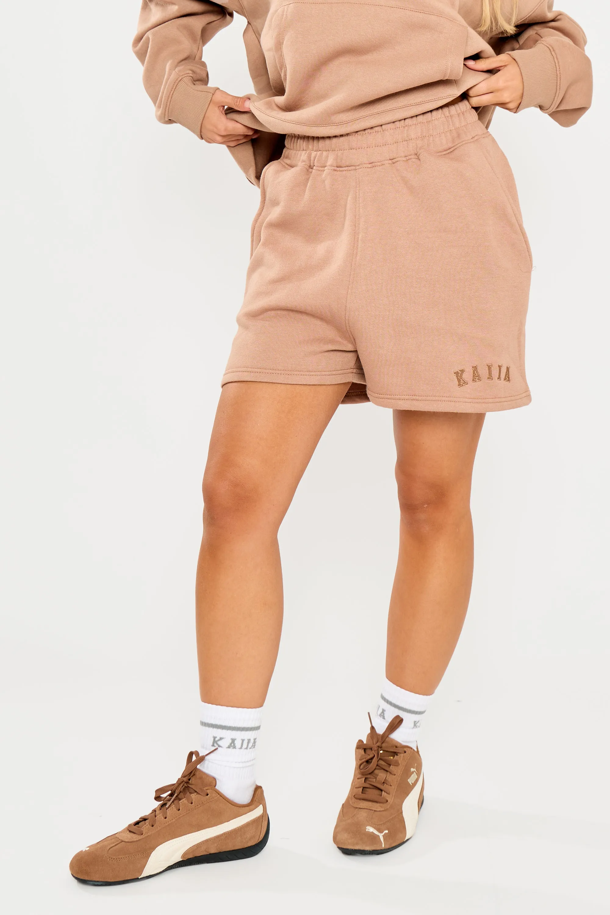 Kaiia Logo Sweat Shorts Latte sold by Kaiia the label product image thumbnail 4