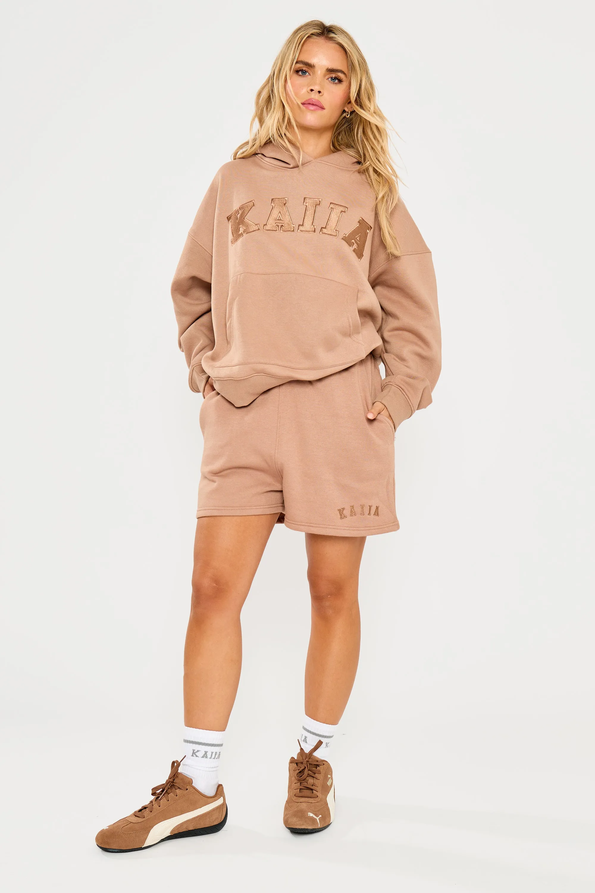 Kaiia Logo Sweat Shorts Latte sold by Kaiia the label