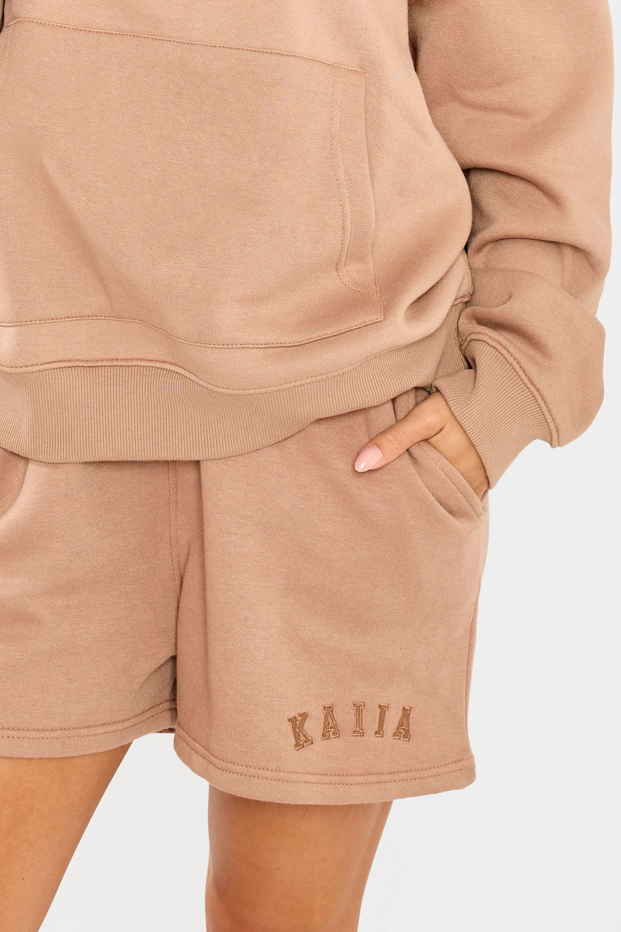 Kaiia Logo Sweat Shorts Latte sold by Kaiia the label product image thumbnail 2