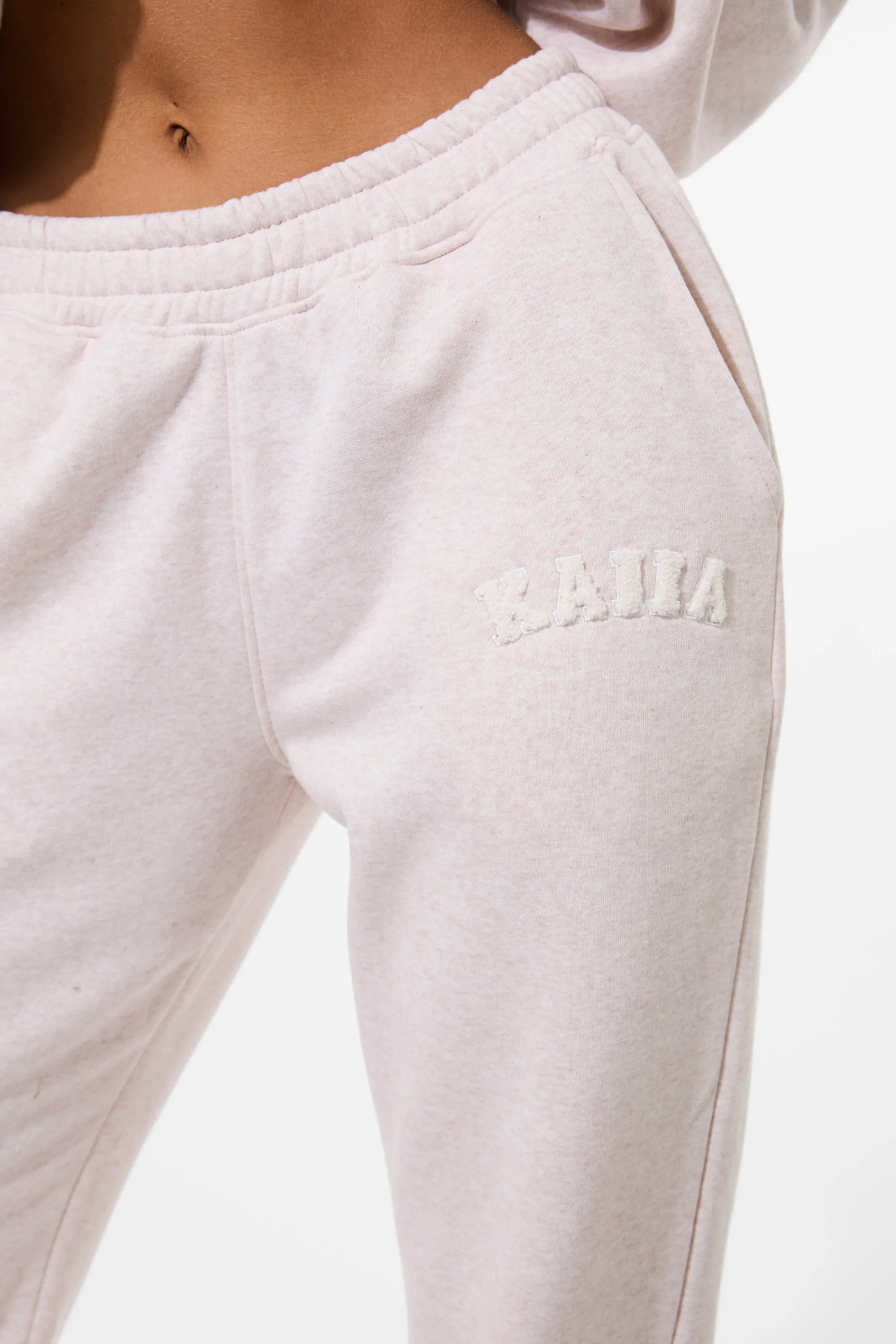 Kaiia Logo Wide Leg Joggers Oat sold by Kaiia the label product image thumbnail 4