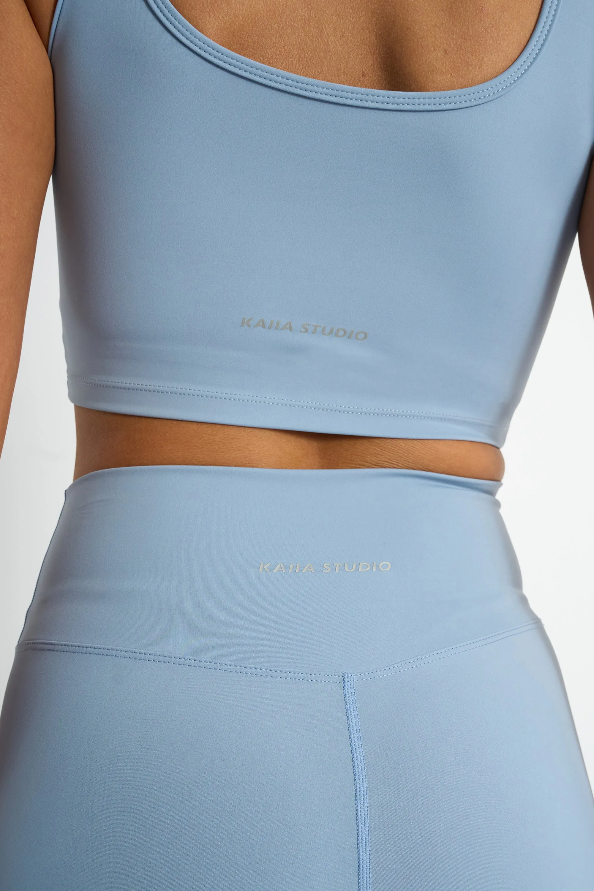 Kaiia Sculpt Square Neck Crop Top Light Blue sold by Kaiia the label product image thumbnail 4