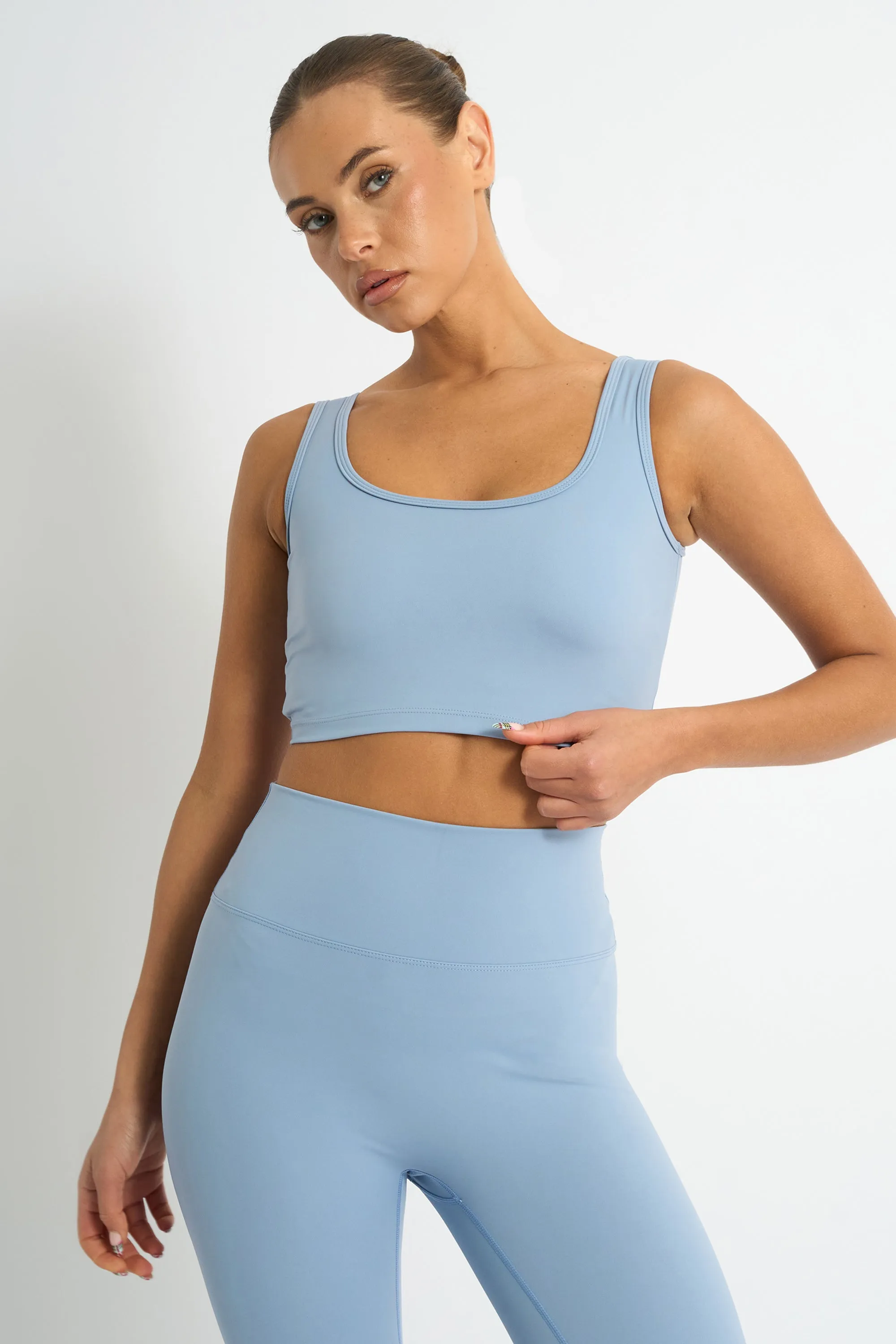 Kaiia Sculpt Square Neck Crop Top Light Blue sold by Kaiia the label