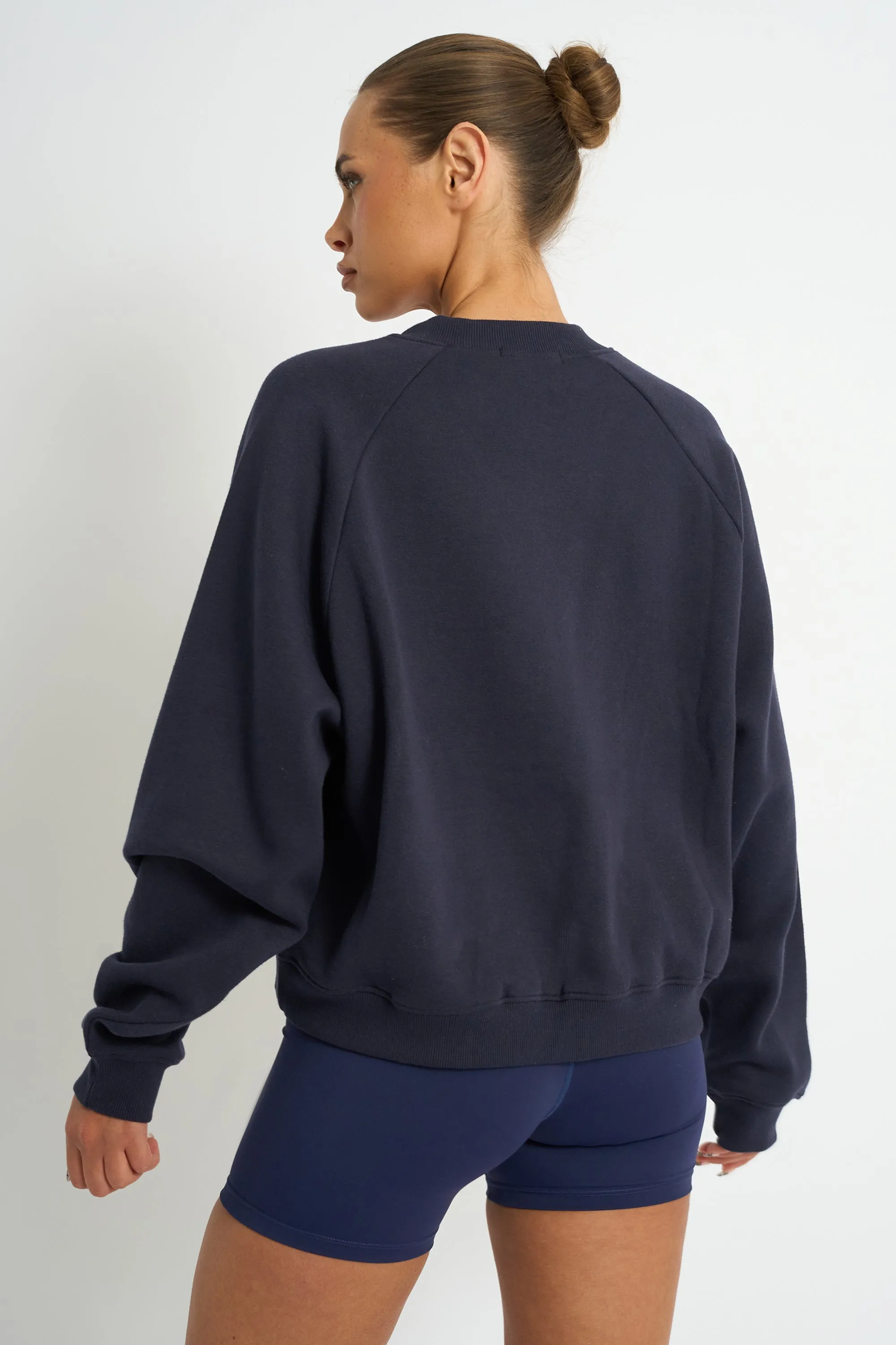 Kaiia Script V Neck Oversized Sweatshirt Navy & Yellow sold by Kaiia the label product image thumbnail 2