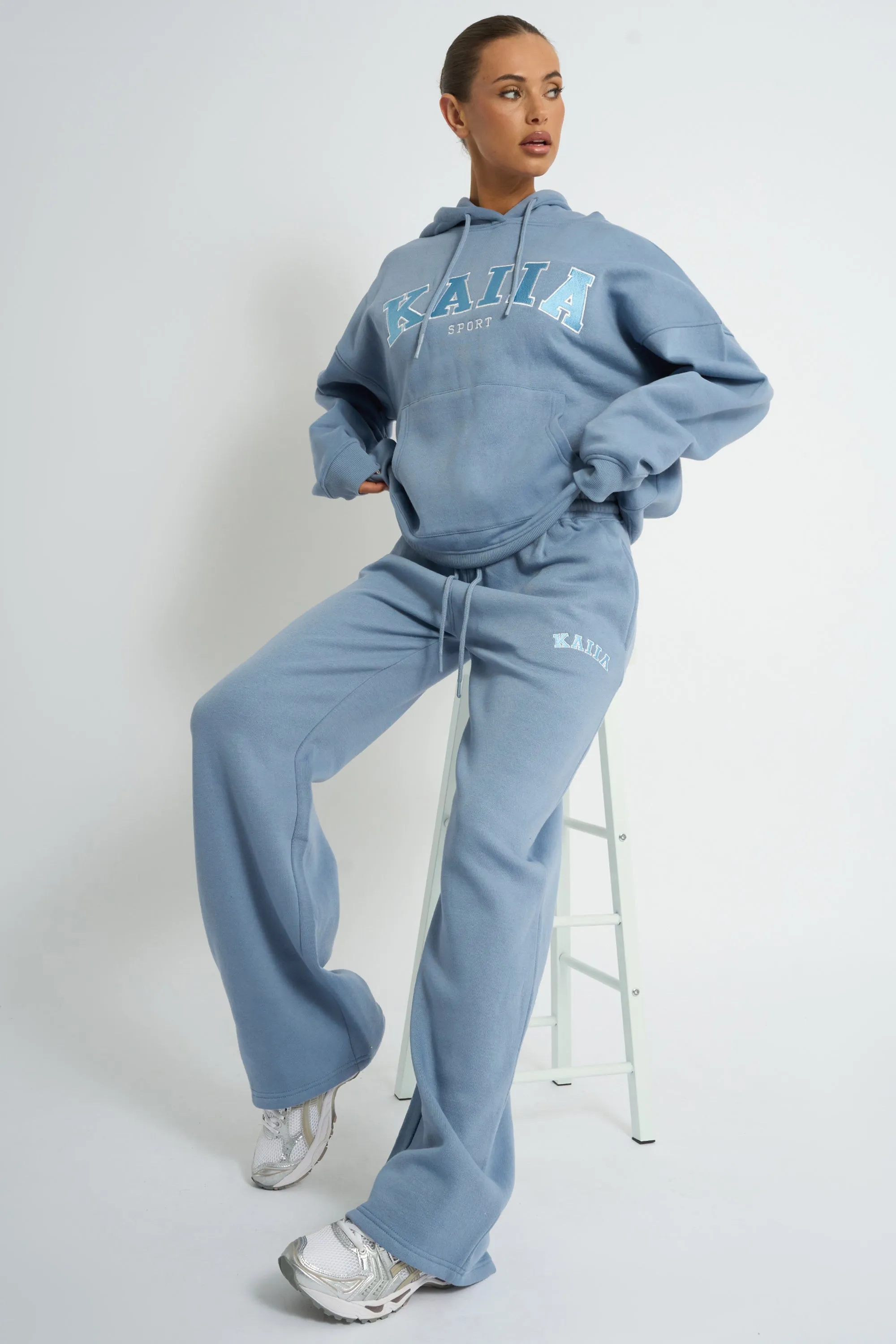 Kaiia Logo Wide Leg Joggers Vintage Blue sold by Kaiia the label