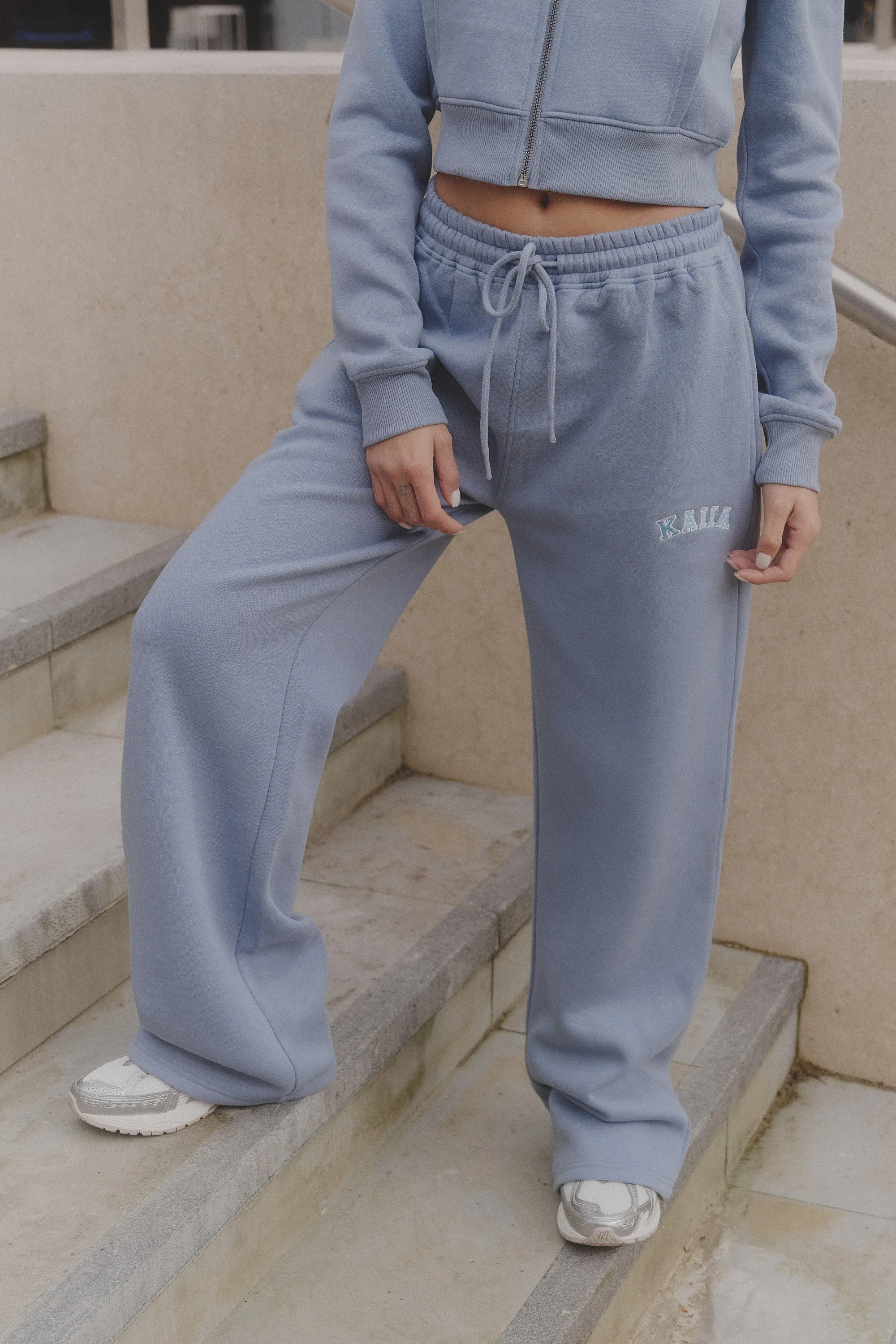 Kaiia Logo Wide Leg Joggers Vintage Blue sold by Kaiia the label product image thumbnail 5