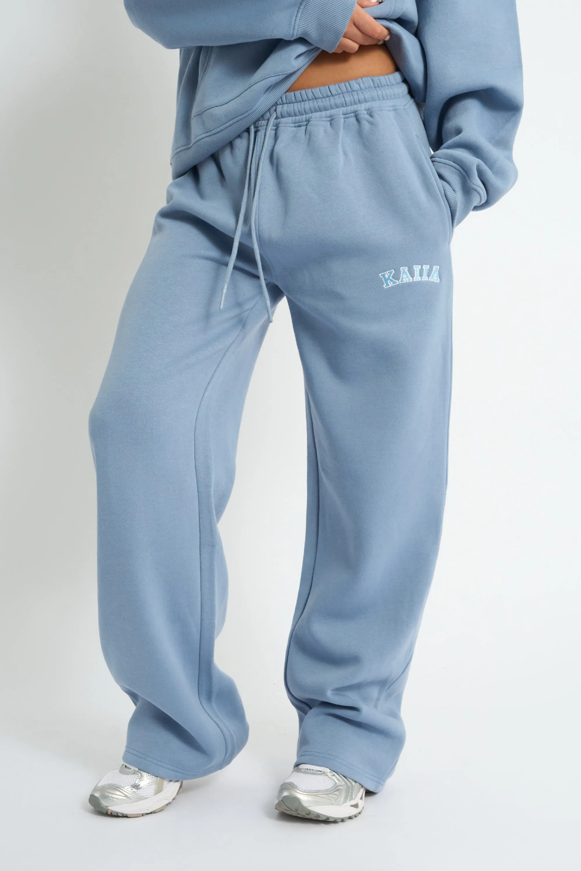 Kaiia Logo Wide Leg Joggers Vintage Blue sold by Kaiia the label product image thumbnail 2