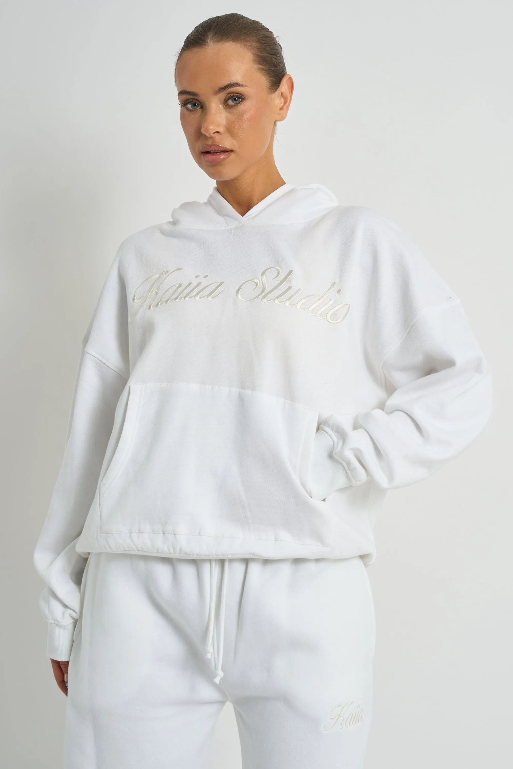 Kaiia Studio Script Logo Oversized Hoodie White sold by Kaiia the label product image thumbnail 5