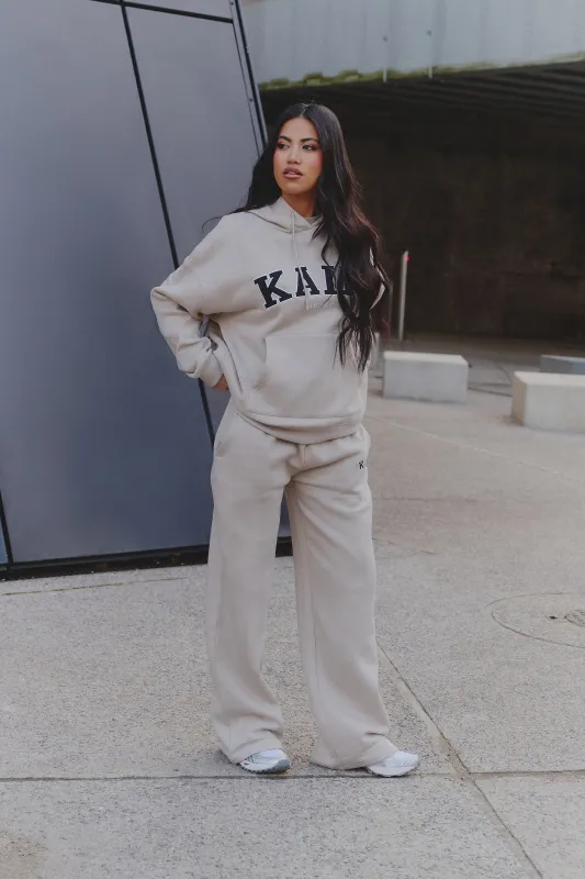 Kaiia Logo Wide Leg Joggers Almond made by Kaiia the label