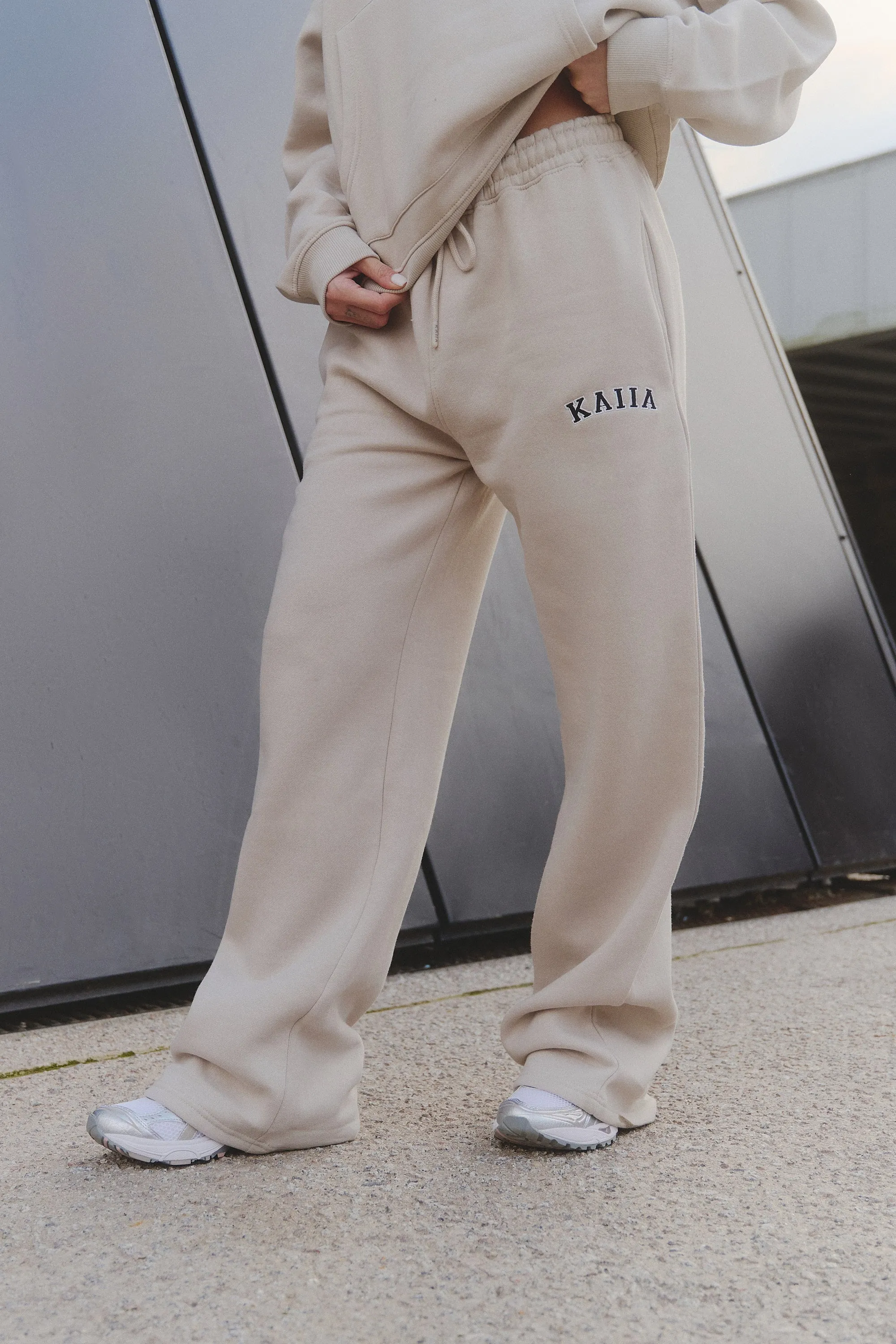 Kaiia Logo Wide Leg Joggers Almond sold by Kaiia the label product image thumbnail 2